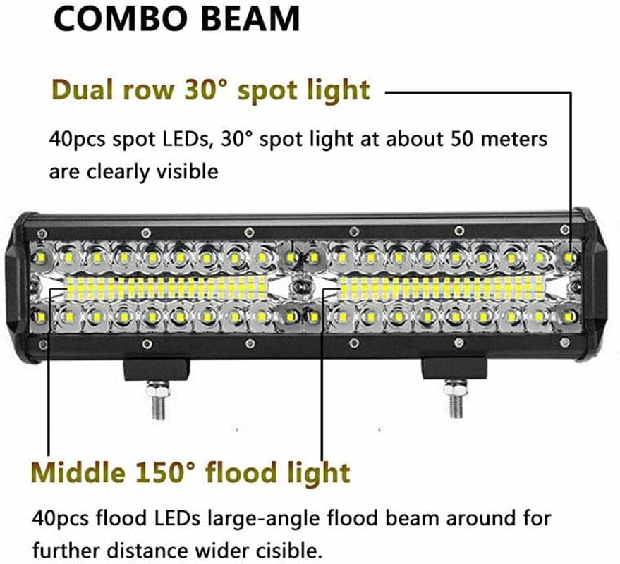 AIMALL 12-Inch CREE LED Light Bar with Side Shooter Combo Beam, 11,000LM Off-Road Driving Work Light, IP67 Waterproof for 4WD Truck, ATV, UTV image number 6