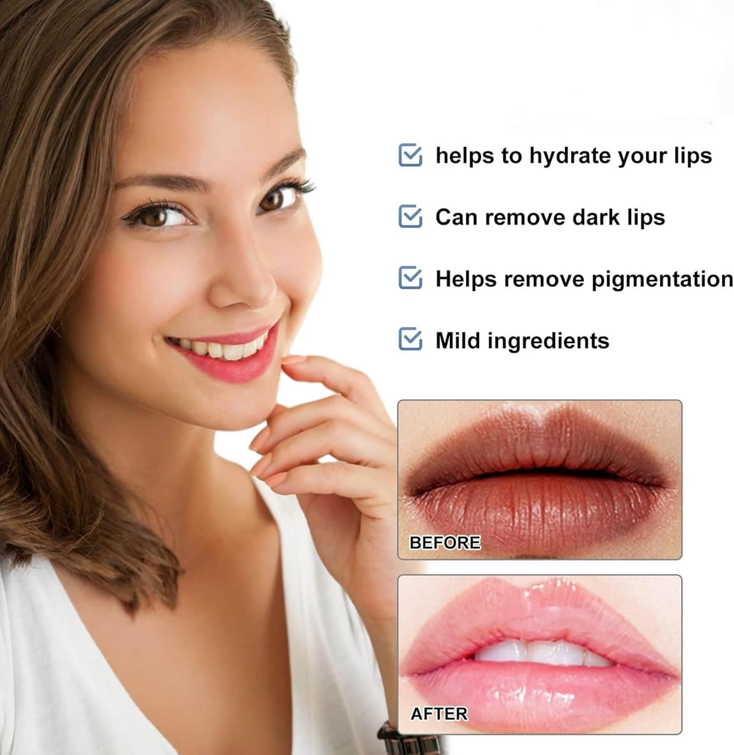 JINSHANE Lip Serum, Jinshane Lip, Jinshane Lip Brightening, Jinshane Dark Lip Treatment, Lip Fresh Treatment Remove Dark Lip, Lip Balms Moisturizer Nourishing Essence (6Pcs) - 1Pcs image number 4