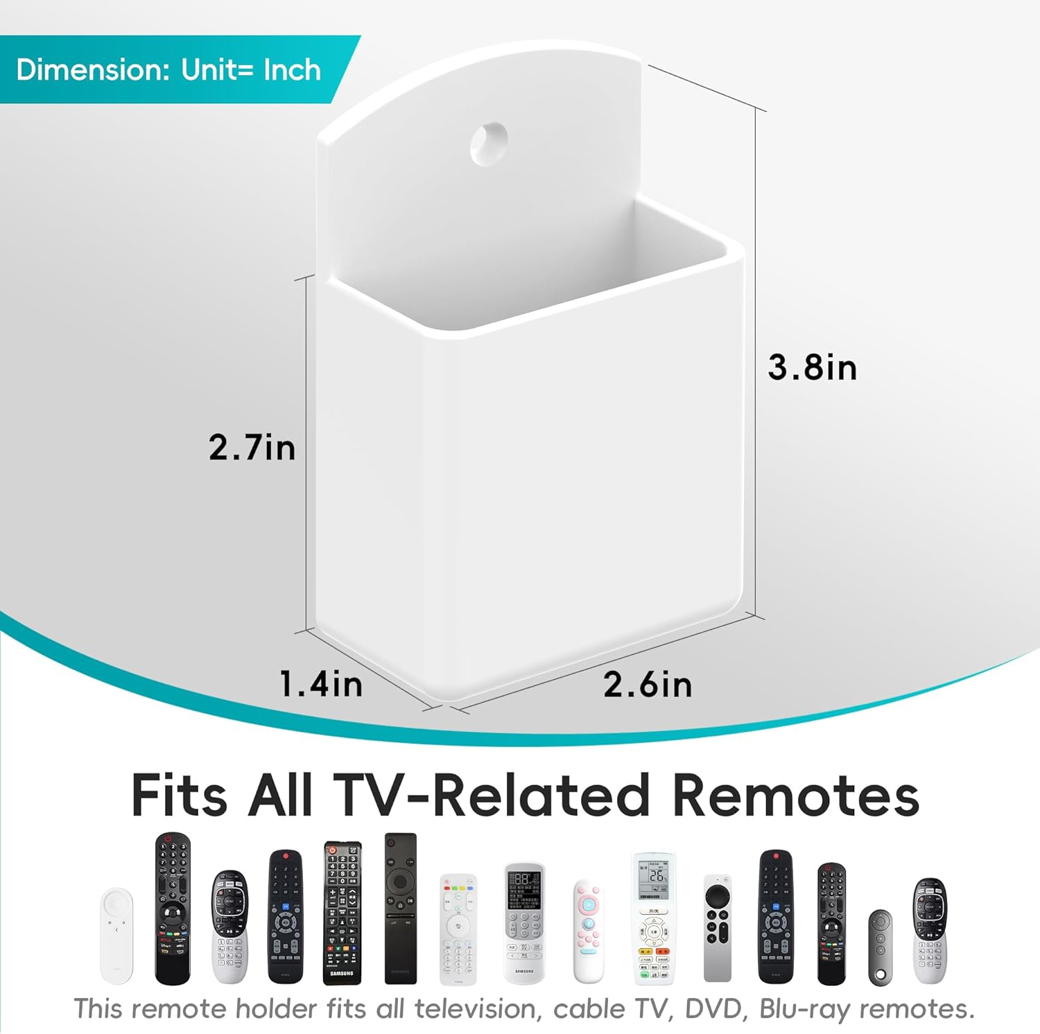 DRQ 2Pc Adhesive Remote Control Holder, Wall Mount TV Controller Holder, TV Remote Organizer, Wall Pen Holder Desk Accessories Storage for Home Office School (2PC White) - 2Pc White image number 6