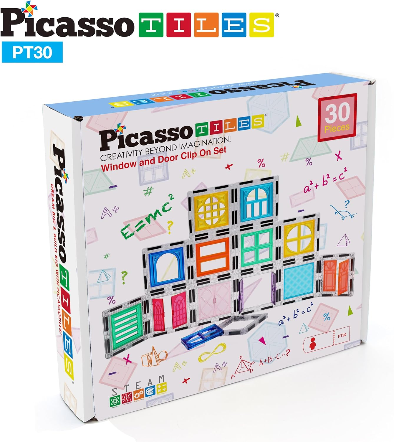 Picassotiles 30 Piece Window and Door Clip on Magnetic Blocks Magnet Tiles Magnets Building Tile Construction Toy Set STEM Education Toys Learning Kit Stacking Block Playset Boys & Girls Age 3+ PT30 image number 6