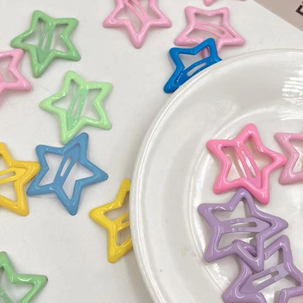 Armastuse 20 Pcs Colorful Star Hair Clips Girls Metal Hair Clips for Girls Women Kids (Random Color)