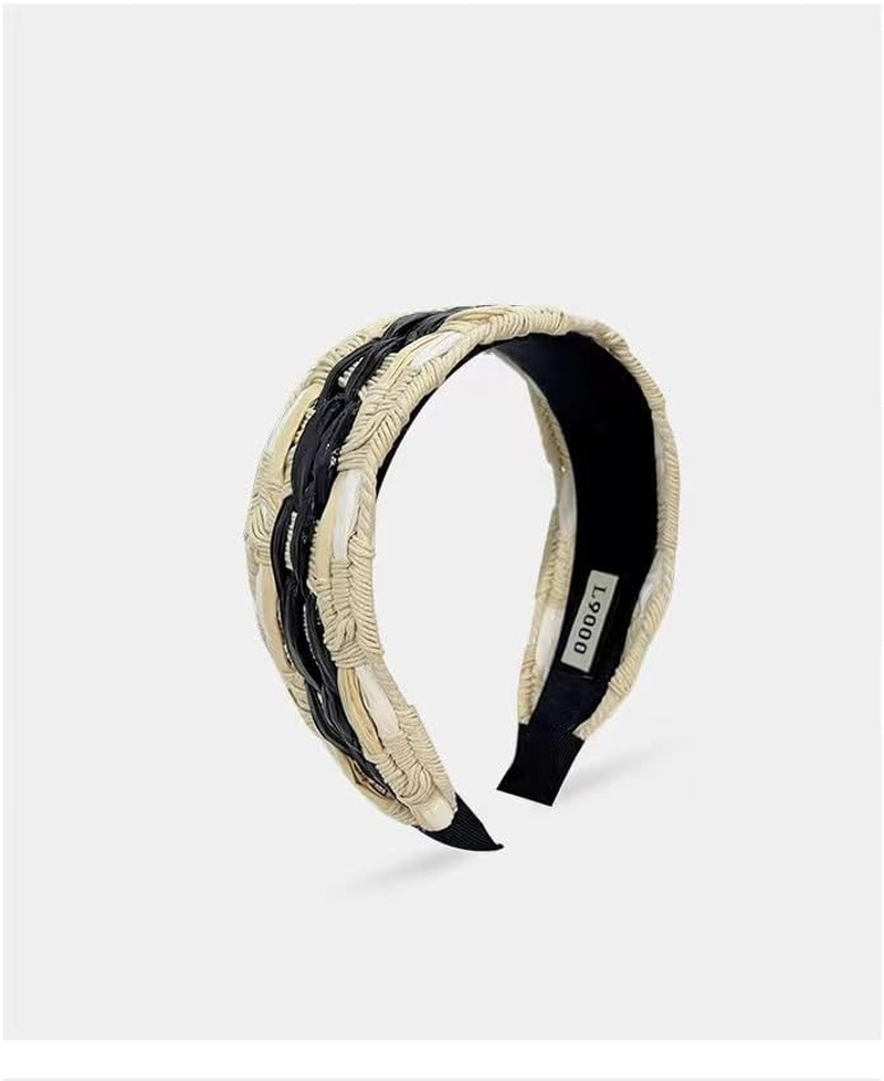 Zinzin Straw Braided Headbands for Women Trendy, Boho Wide Braided Headbands Non Slip Fashion Head Band for Women'S Hair Fashion Hair Accessories for Women Gril image number 3