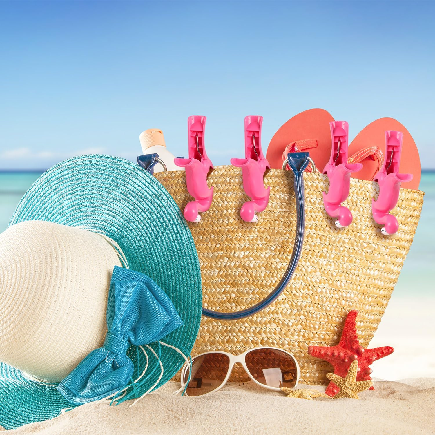 4 Pieces Beach Flamingo Towel Clips Flamingo Chair Holders Portable Parrot Towel Holders for Holiday Pool