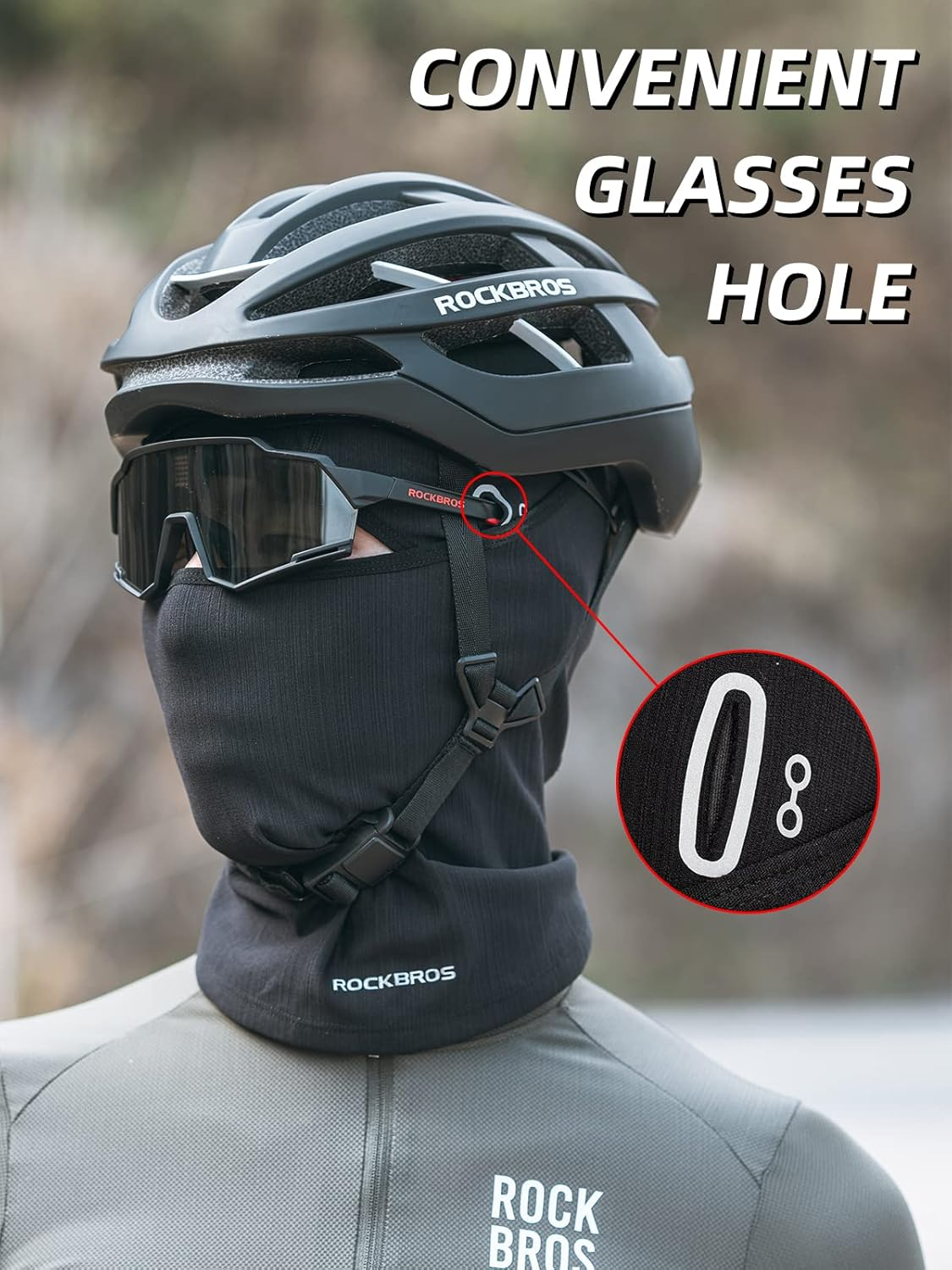 ROCKBROS Balaclava Face Mask, Thin Balaclava Face Mask Summer Cooling Neck Gaiter, UV Protector Breathable Helmet Liner Fits Glasses for Motorcycle Bicycle Black, Black