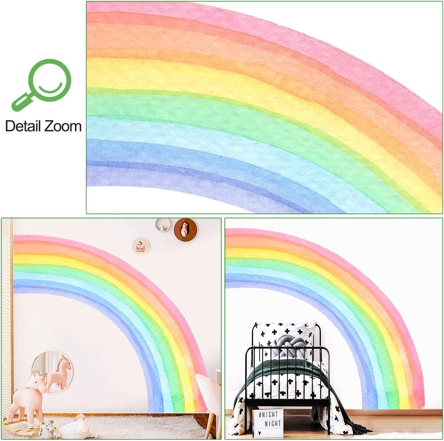 Amaonm Removable Large Boho Watercolor Half Rainbow Wall Stickers Murals Giant Peel and Stick Self Adhesive Colorful Pastel Rainbow Wall Decals Wallpaper for Kids Girls Bedroom Nursery Decoration (L image number 5