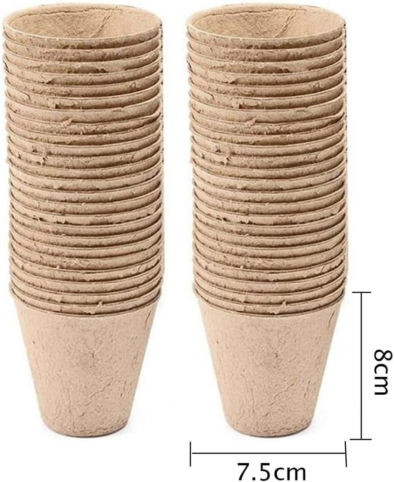 50 Packs Plant Cups Planting,Germination Nursery Pots,Degradable Seedling Pot,Paper Pulp Seedling Cup,Seed Germination Trays with 10 Plant Labels,For Vegetable, Flower