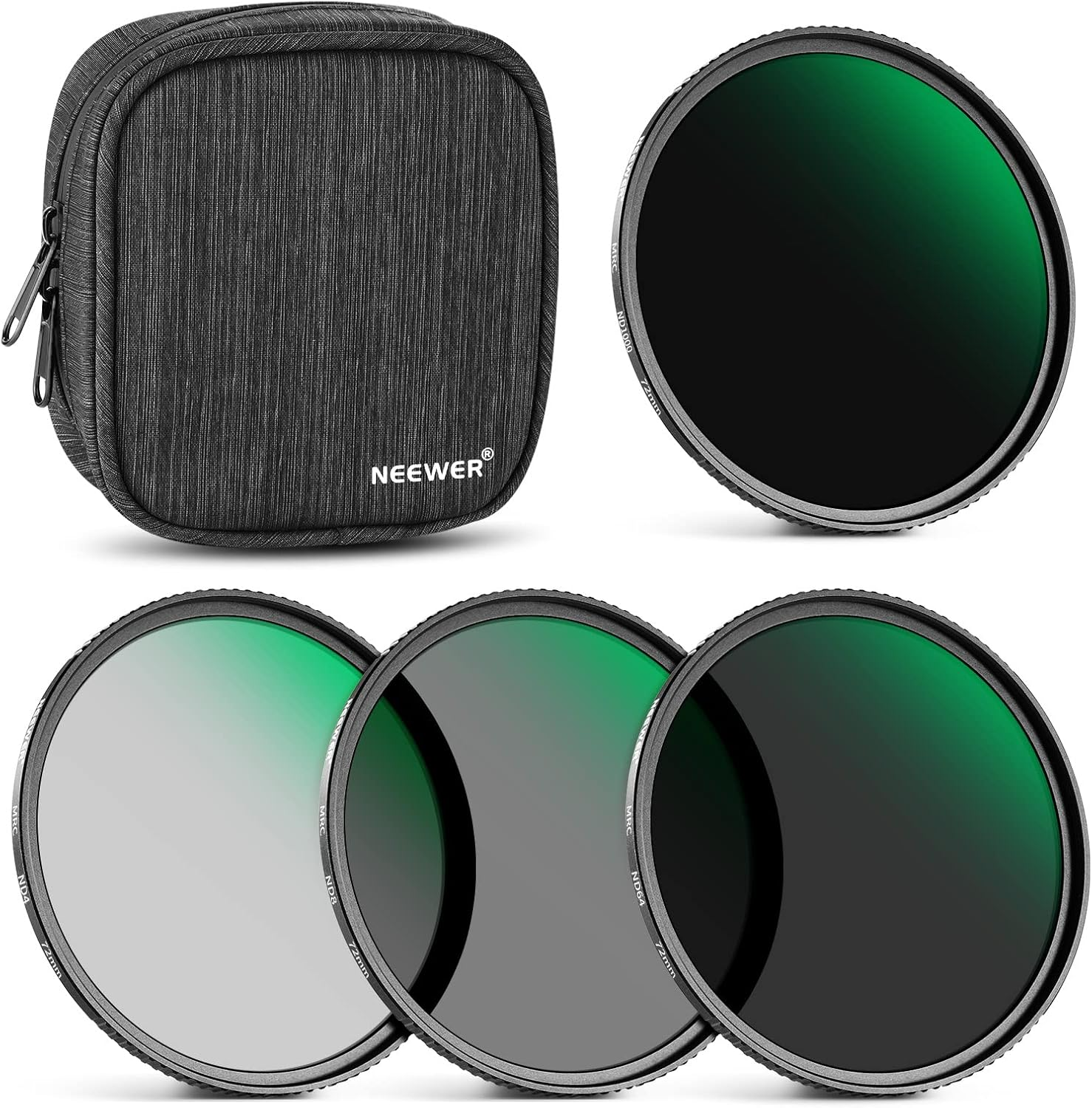 NEEWER 72Mm Fixed ND Filter Kit ND1000 ND64 ND8 ND4 Neutral Density Filter Set Double Sided 30 Layer Nano Coatings/Hd Optical Glass/Ultra Slim/Water Repellent/Scratch Resistant/Waterproof Filter Pouch image number 3