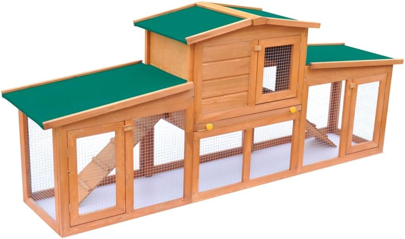 Large Rabbit Hutch Small Animal House Pet Cage Wood Outdoor Indoor Enclosure image number 6