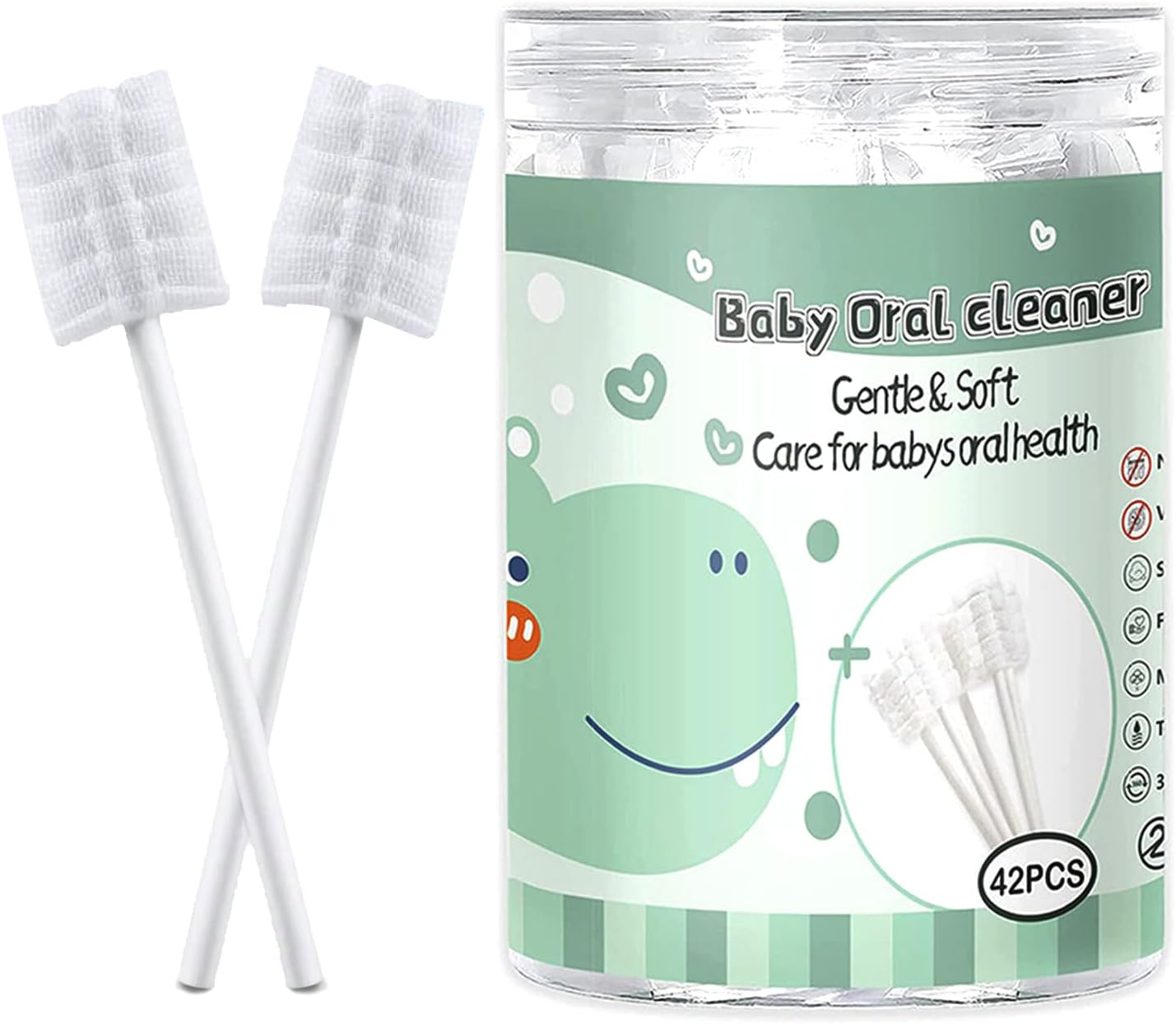 Mumoo Bear 42Pc Baby Tongue Cleaner Gauze, Baby Toothbrush Disposable Oral Cleaner, Toddler Toothbrush for Tooth Mouth Gum Clean, Infant Toothbrush Oral Cleaning Stick, Baby Mouth Cleaner Newborn