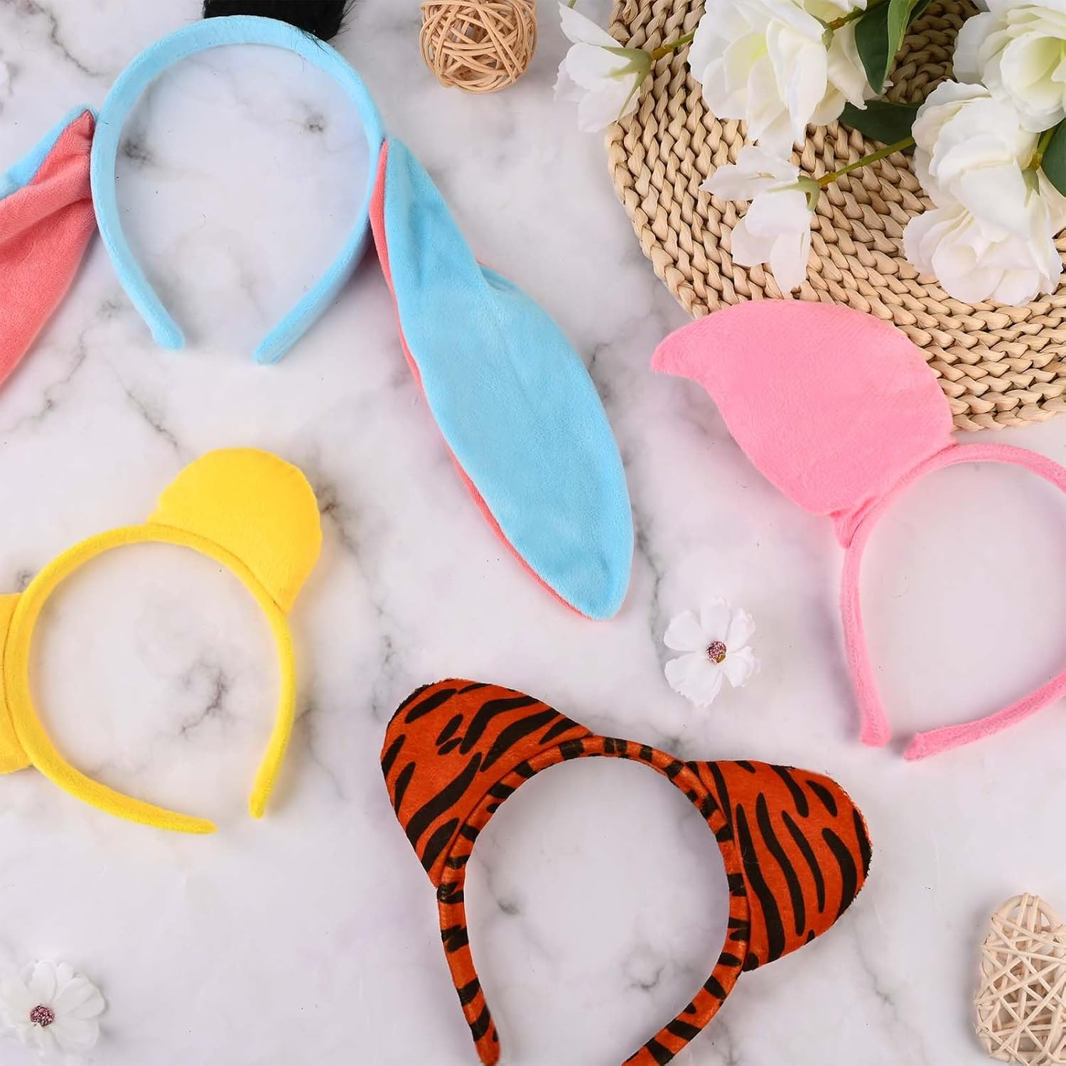 Kavoc 4 Pcs Halloween Animal Costume Headbands - Tiger, Pig, Bear & Donkey for Animal Themed Party image number 3