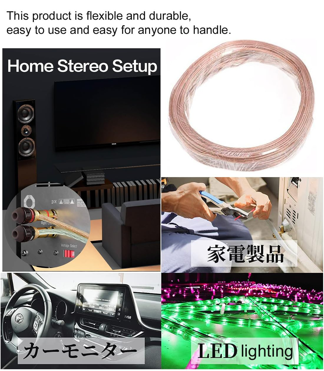 16Awg Extension Cord Clear Invisible Electric Wire 2 Pin Parallel Wire Length 66Ft Tinned Copper Stranded Wire 3528 5050 for LED Light Bar Speaker Speaker Electronics Wiring image number 2