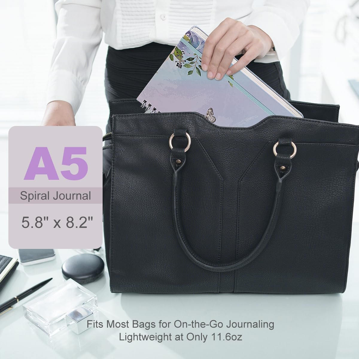 SIIXU Floral Spiral Notebook​​ - A5 College Ruled Journal with 160 Colorful Pages for Poetry, Work Notes & Daily Writing, Blue, Hardcover - Pink image number 5