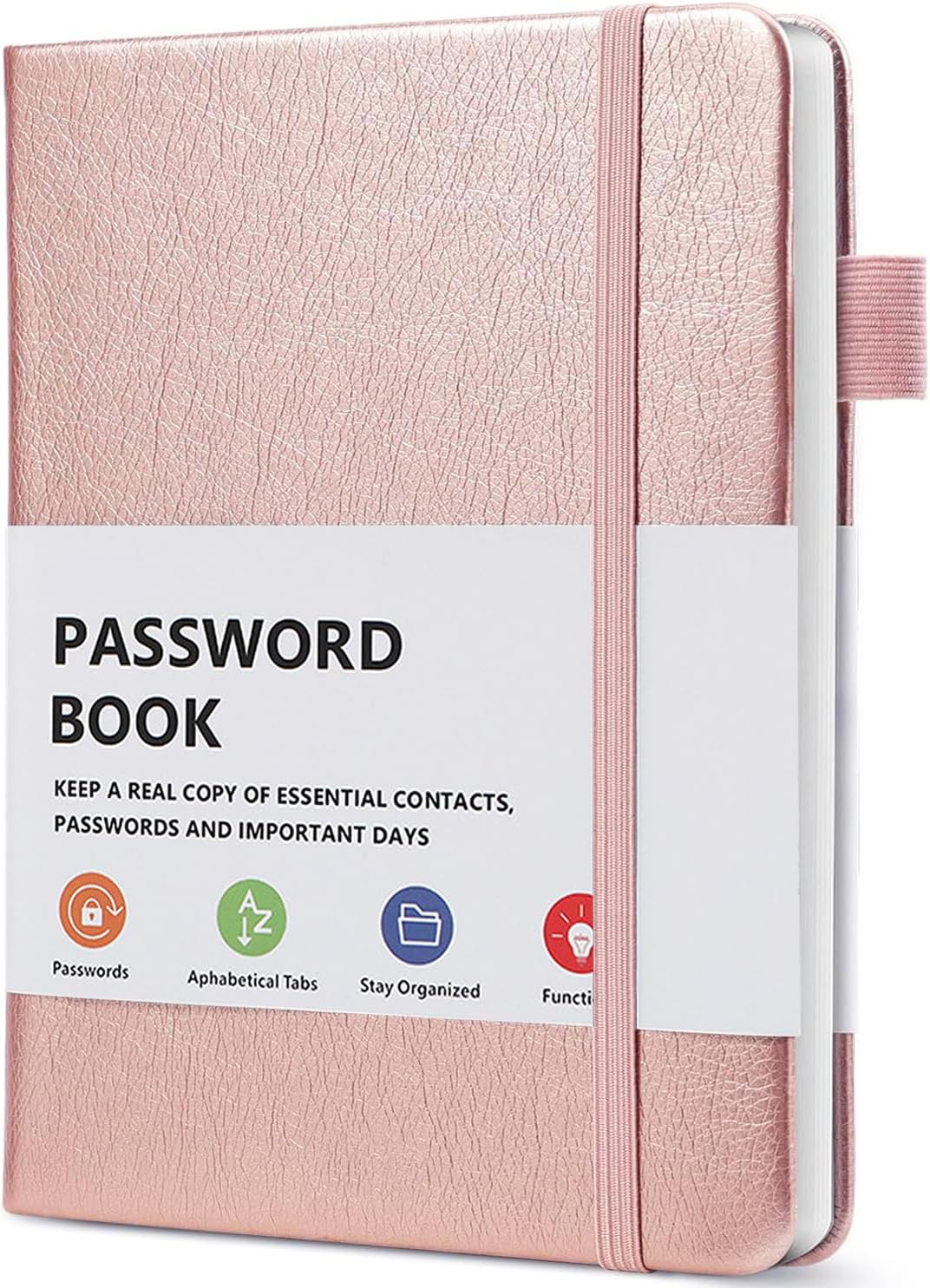 B6 Password Book with Alphabetical Tabs, Hardcover Password Keeper Internet Address Organizer Logbook for Computer and and Internet Address Website Login, Black