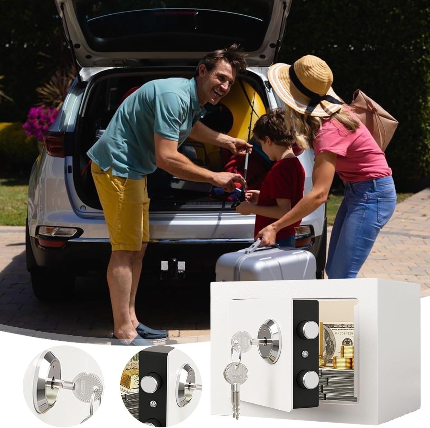 Security Safe - Small Steel Safety Lock Box for Money Fireproof Money Case for Valuables Cabinet Apartment Portable, Home Safe - Small Steel Safety Lock Box for Money Cabinet Apartment Portable Coin