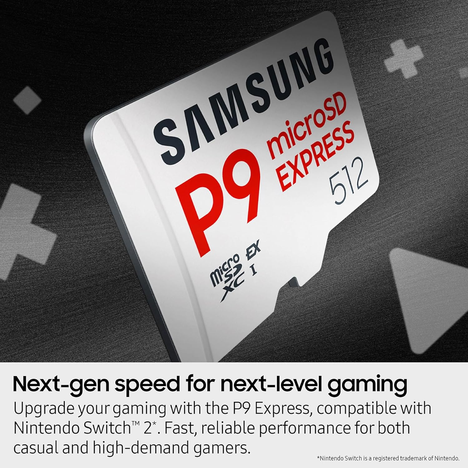 Samsung P9 Express Microsd Express Card, 512GB Microsdxc Memory Card, up to 800 Mb/S, for Nintendo-Switch &trade; 2, (MB MK512T/AM) image number 1