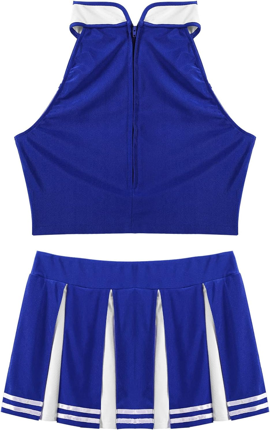 Aislor 2Pcs Womens Cheer Leader Costume Schoolgirls Uniform Outfit Crop Top with Pleated Mini Skirt