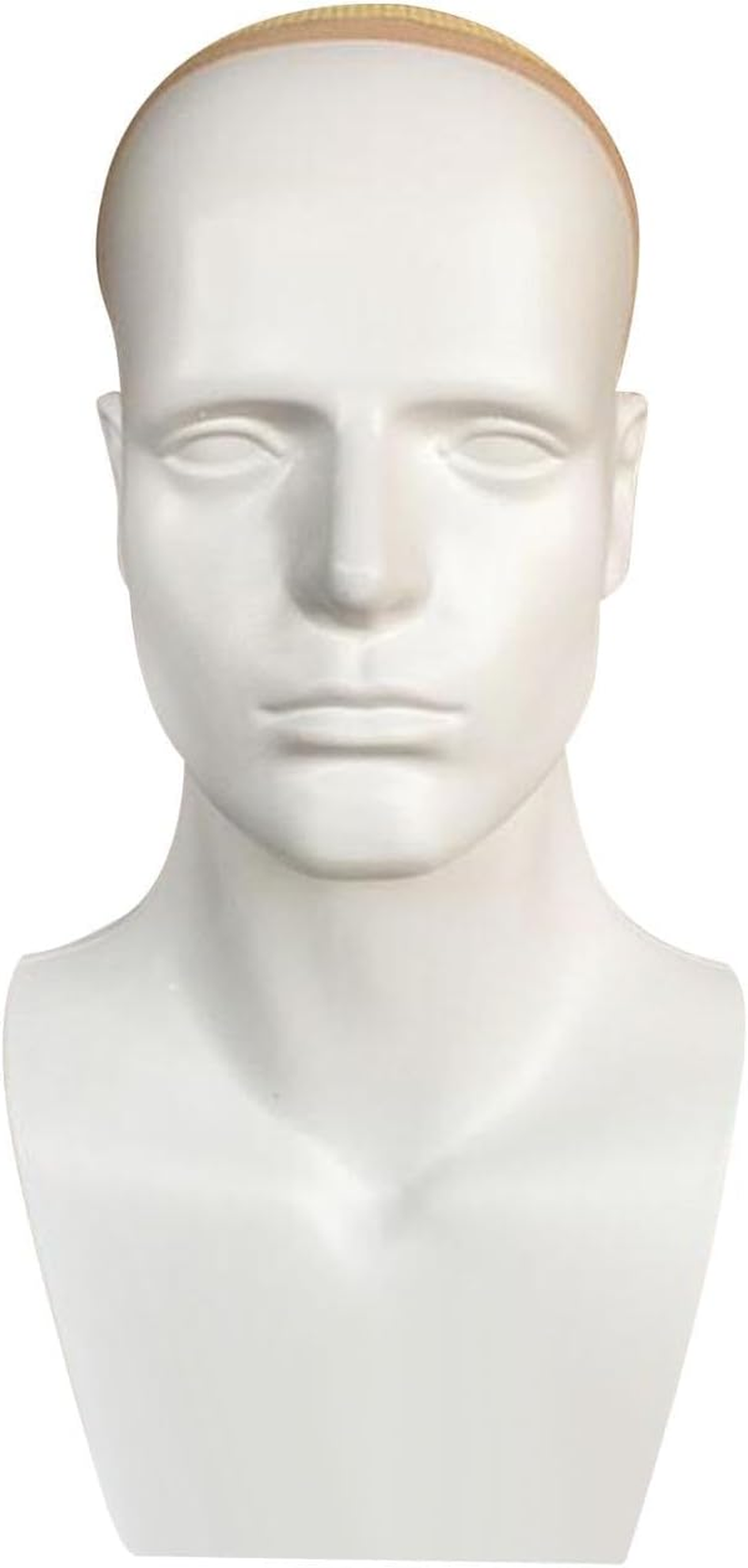 "Abbraccia" Male Mannequin Head with Shoulders,Manikin Head Training Head Wig Display Stand for Hair, Hats, Makeup Practice Headphone, Skin
