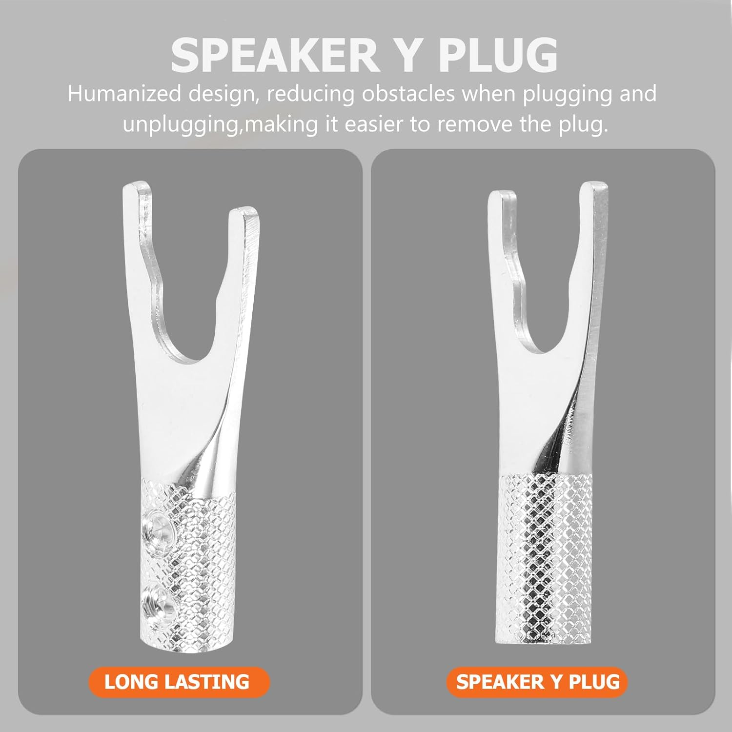 Zerodeko Silver-Plated Speaker Cable Y Fork Plug Adapter, U-Shaped Audio Cable Connector for Home Audio Amplifier, Compatible with Speaker Wire and Banana Plug Systems image number 4
