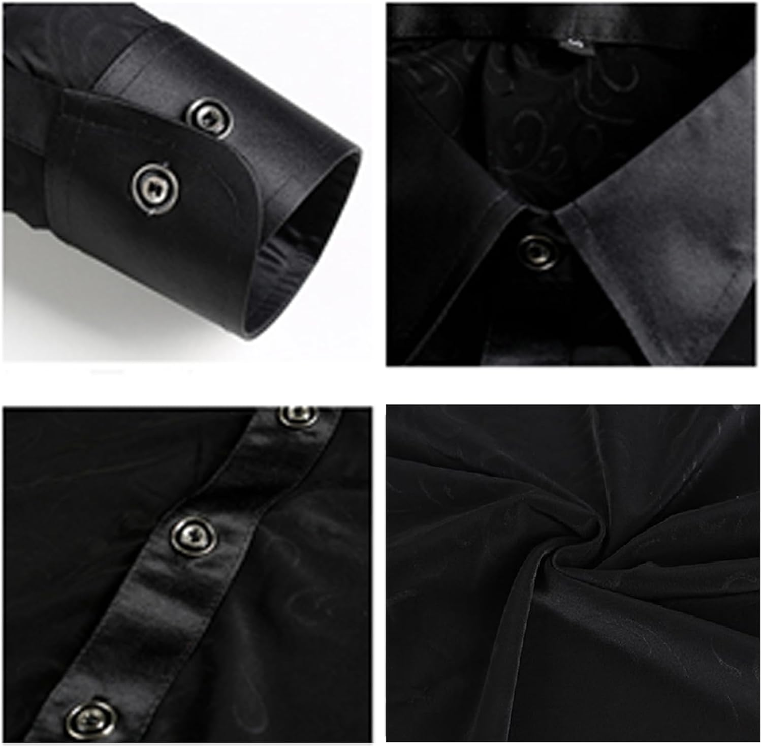 Men Professional Black Noble Dark Stripe Long Sleeves Latin Salsa Samba Chacha Modern Dance Shirts image number 3