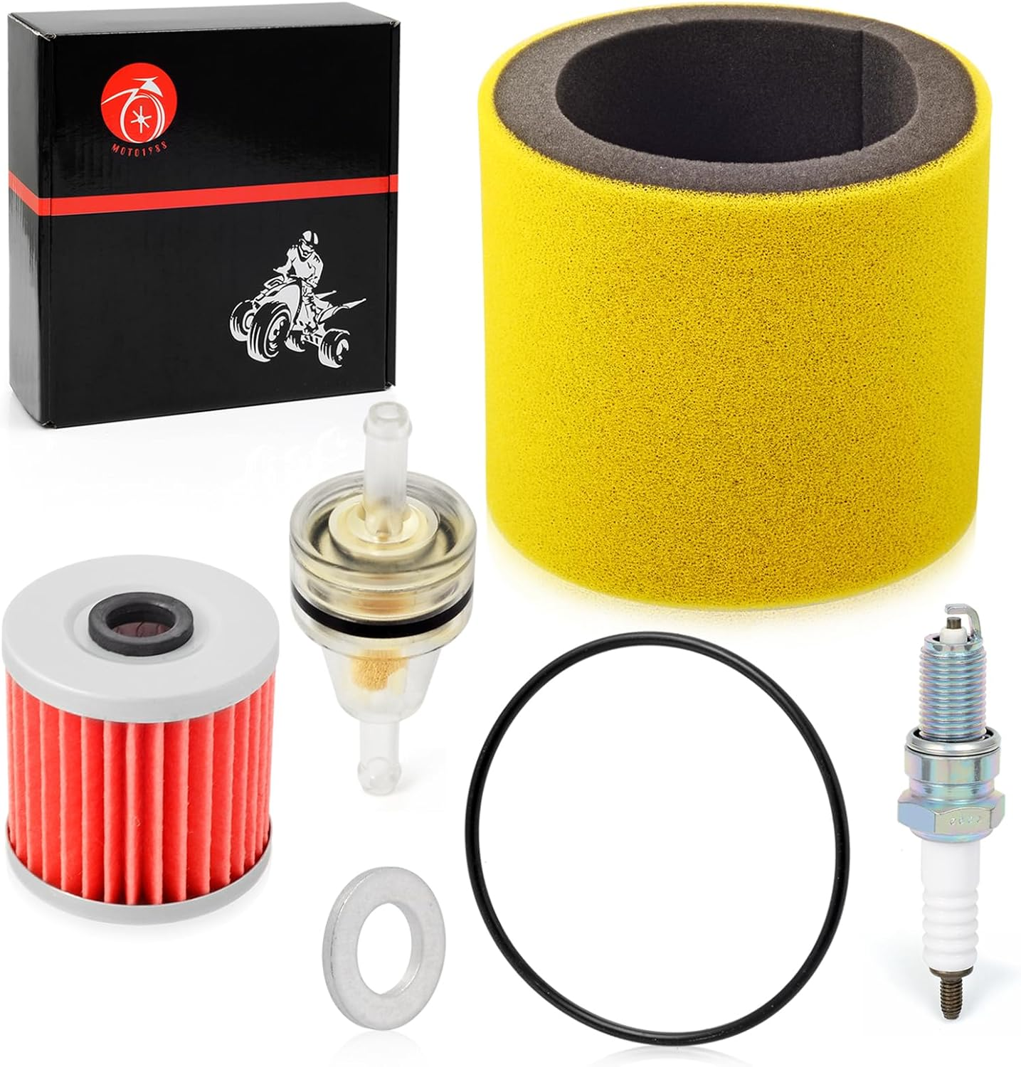 Air Filter Foam Oil Filter Spark Plug for Kawasaki Bayou 220 250 300 KLF220 KLF250 KLF300 C/B 2X4 4X4 1989-2011 image number 1
