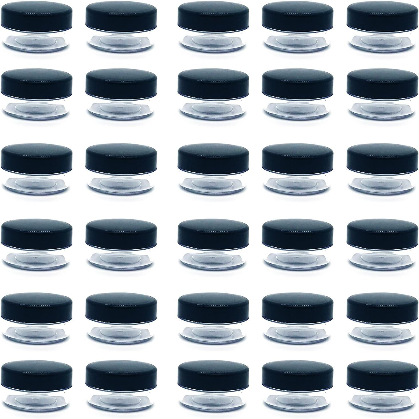 30 Pcs Sample Containers, 10 Gram Mini Sample Jars for Cosmetic, Eye Shadow, Black Lid
