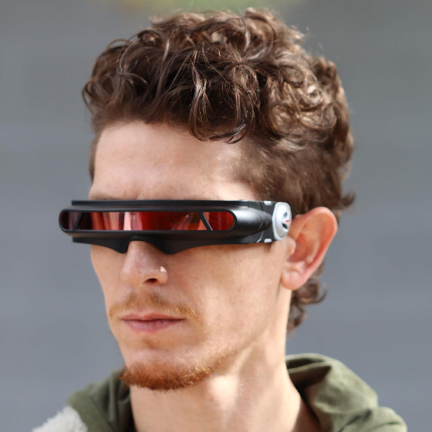 FLAWLESS EYEWEAR Futuristic Space Alien Costume Party Cyclops Shield Colored Mirror Mono Lens Wrap Sunglasses 147Mm image number 3