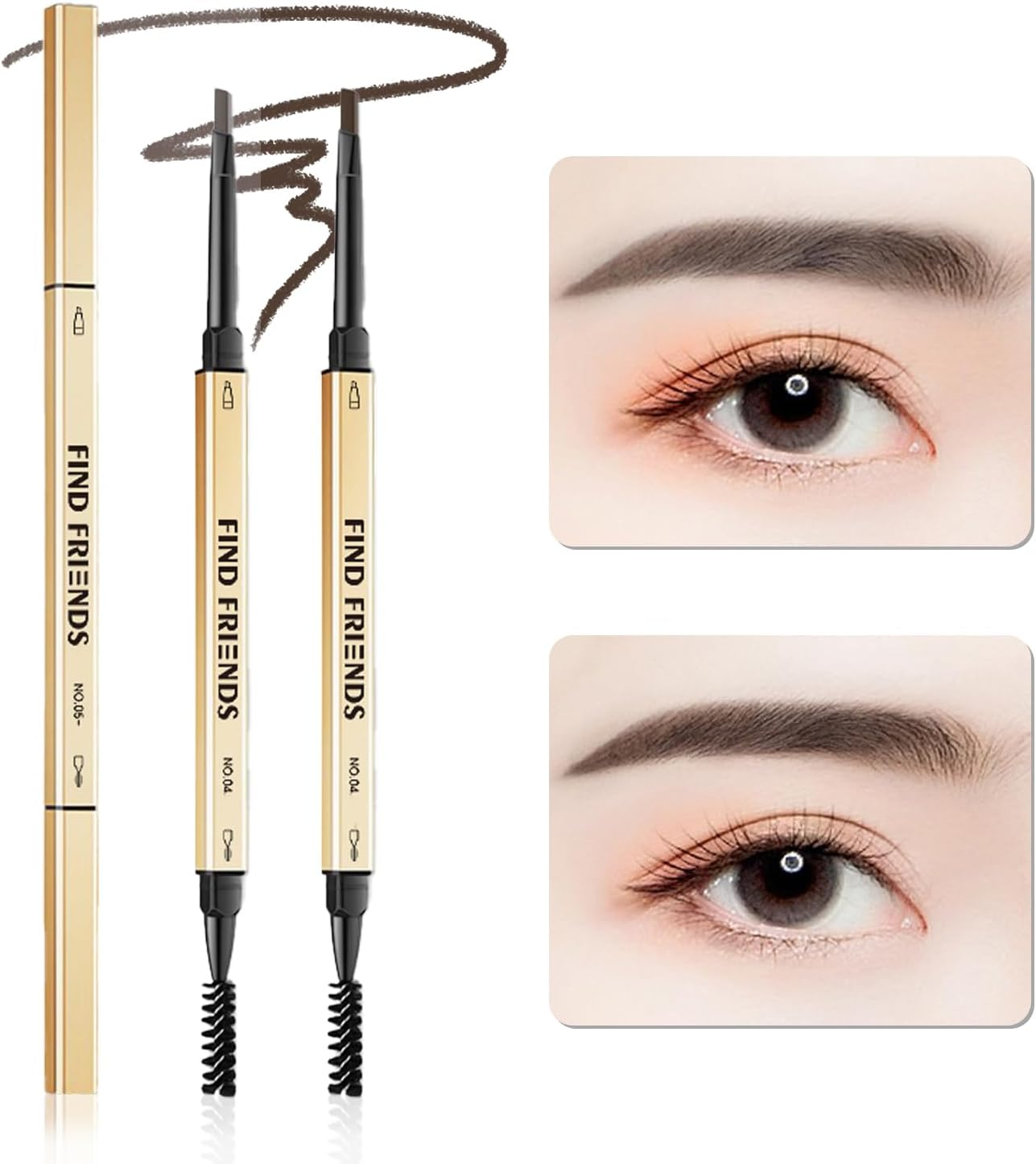 TORMEN 2PCS Micro Brow Pencil, Waterproof,Fine, Dual-Ended with Retractable Tip and Spoolie Brush Suitable for Nique Stylish,Sophisticated Brow Effects for Trend Followers (Gray Brown & Deep Coffee) image number 4