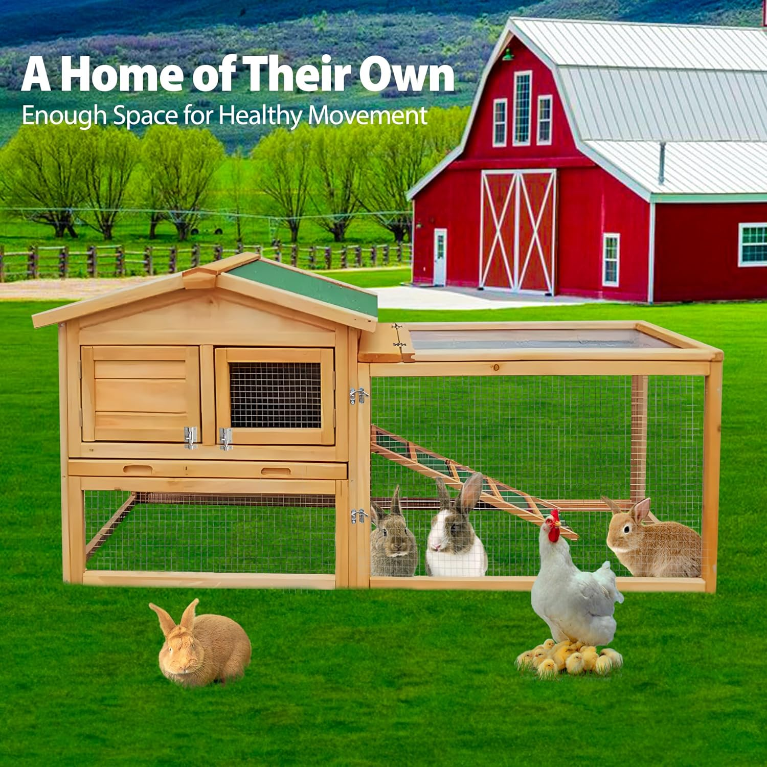 Topet Chicken Coop Rabbit Hutch Large Wooden Pet House Run Cage Outdoor Farm Animals Pet Habitat (Pt-Hutch-Kht-528) image number 5