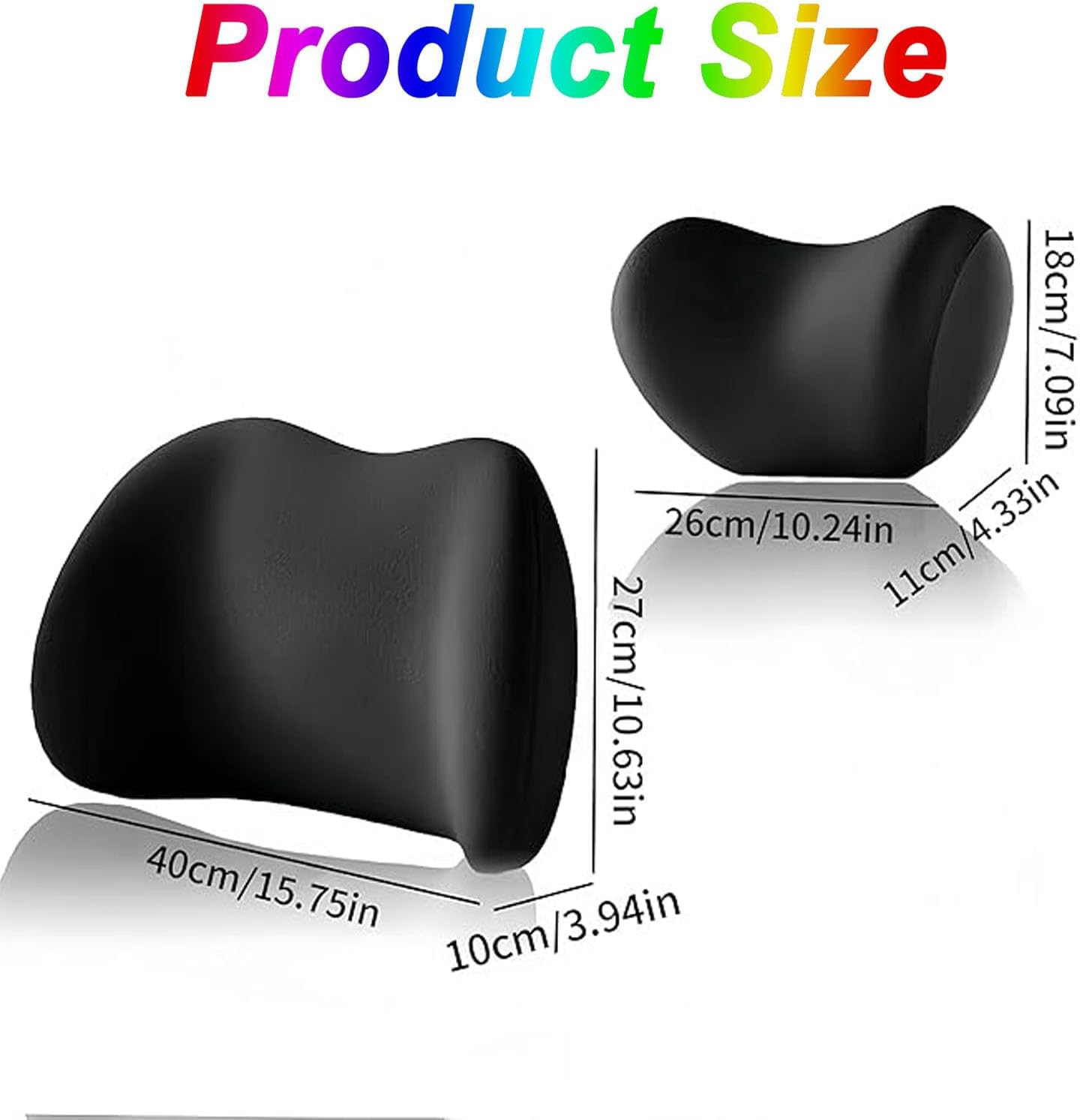 Mtxorvix Orthopedic Memory Foam Car Pillow Set - Ergonomic Lumbar Support & Neck Cushion for Pain Relief, Comfort Fit Car Seats/Office Chairs, Adjustable Headrest (Black) - Coffee image number 3