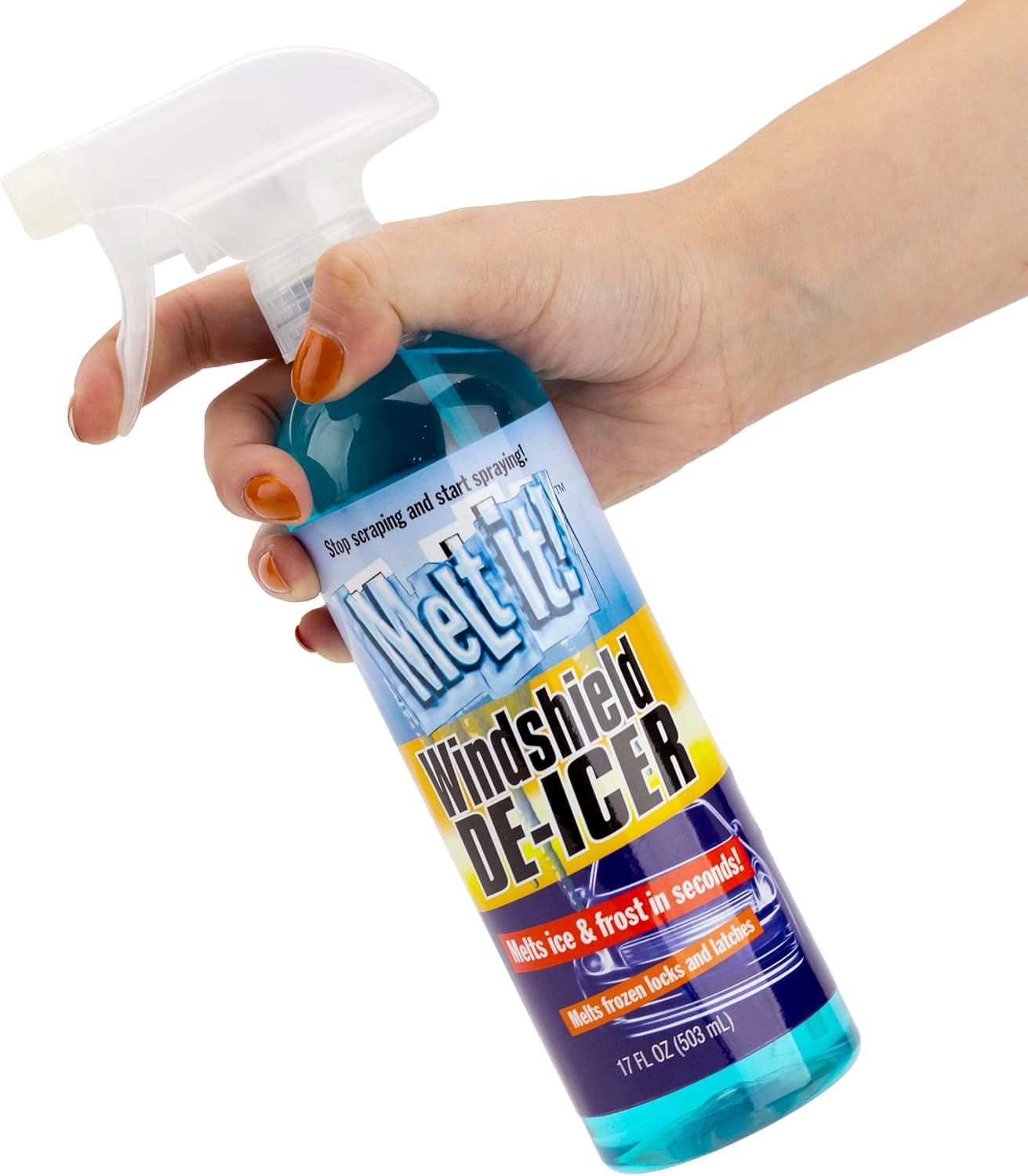 Melt It! Windshield De-Icer. Instantly Melts Ice and Frost in Seconds for Windshields, Windows, Mirrors, Key Locks, Latches and More. No Scraping or Chipping. 17Fl Oz. (17 Oz)