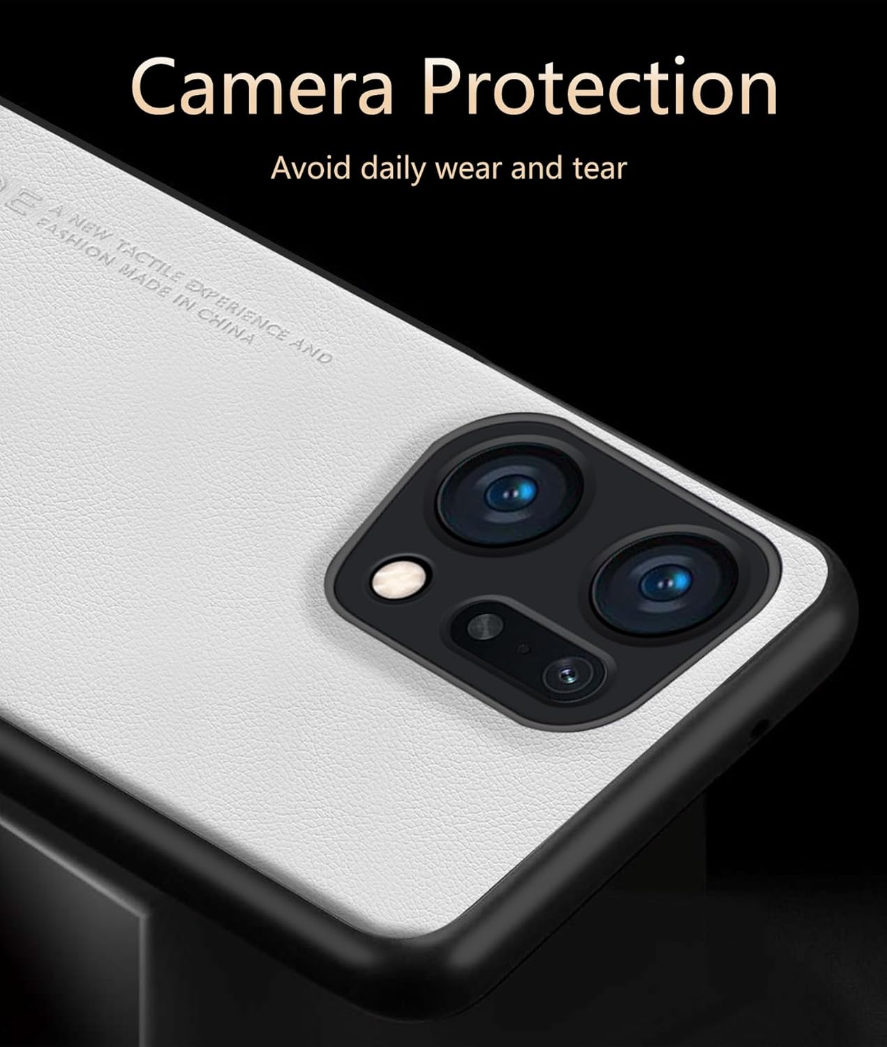 Puxssul for Oppo Find X5 Case, Soft TPU Faux Leather Case, Extremely Lightweight Ultralight Camera Protection Leather Case for Oppo Find X5 (White) - Orange image number 2