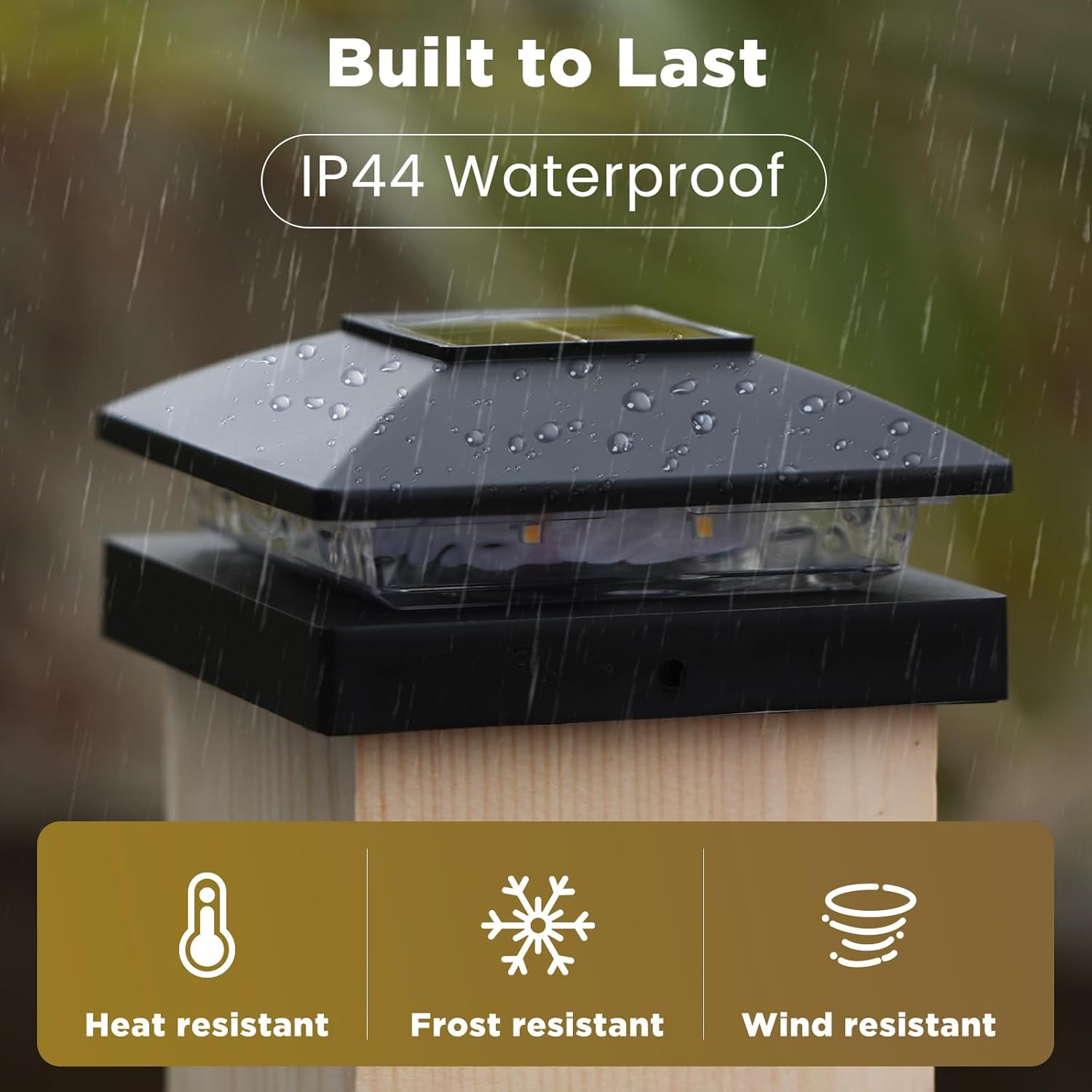 Solar Post Cap Lights Outdoor 8Pack, Black Waterproof Solar Powered Deck Fence Post Lights Fit 4X4 Wood/Vinyl Posts, Bright Warm White Solar Post Lights Decorate Deck, Patio, Porch, Fence image number 4