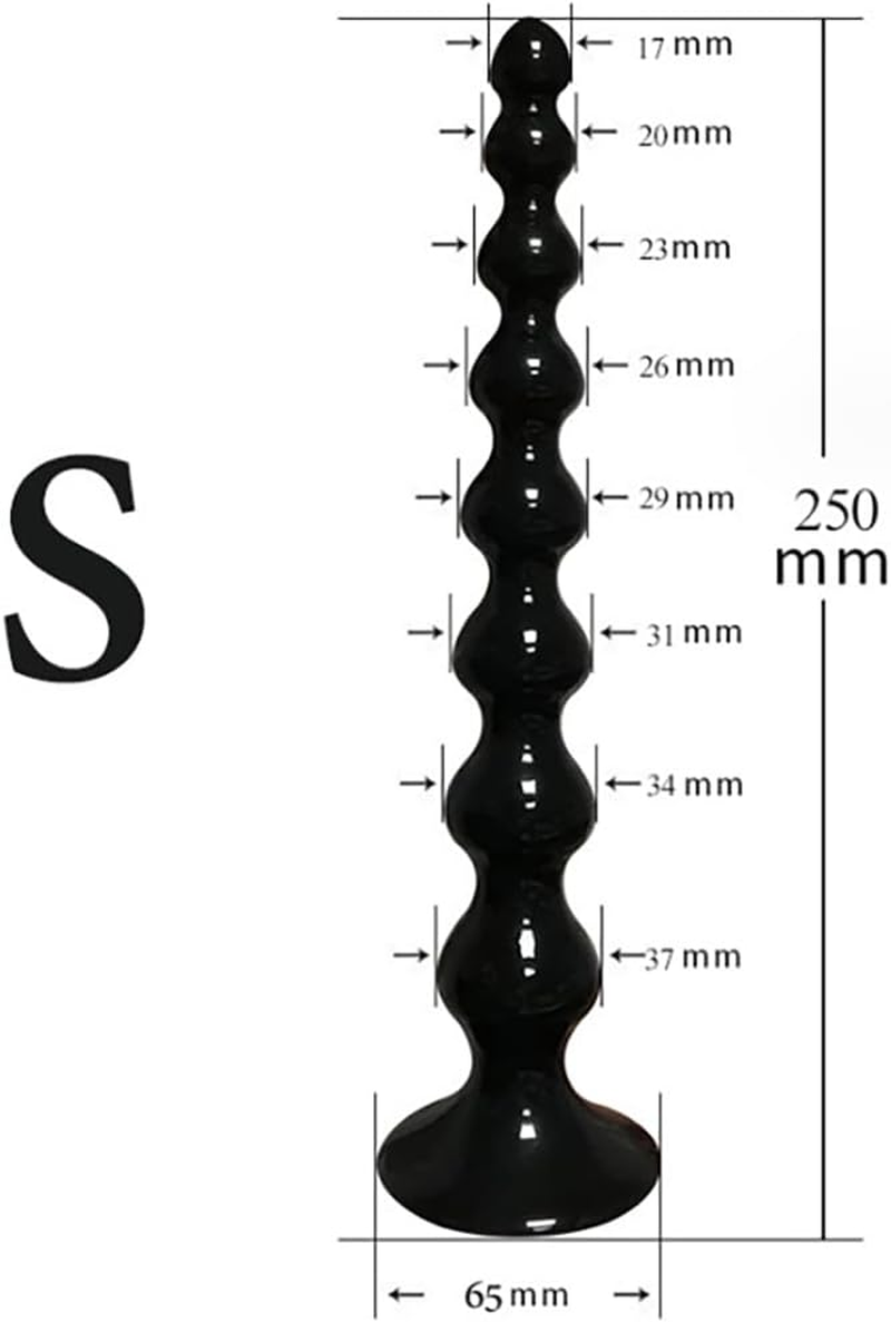 Super Long Anal Bead Plug Anus Plug Trainer Large Butt Plug with Suction Cup Flexible Anal Sex Toy for Men Women Couples Gay Black