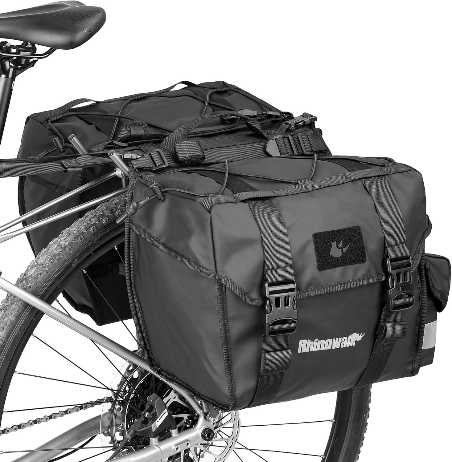 Rhinowalk Bike Pannier Bag 50L Double Pannier Bags Saddle Bags for Rear Rack Bicycles with Carrying Handle Professional Cycling Accessories-Black image number 6