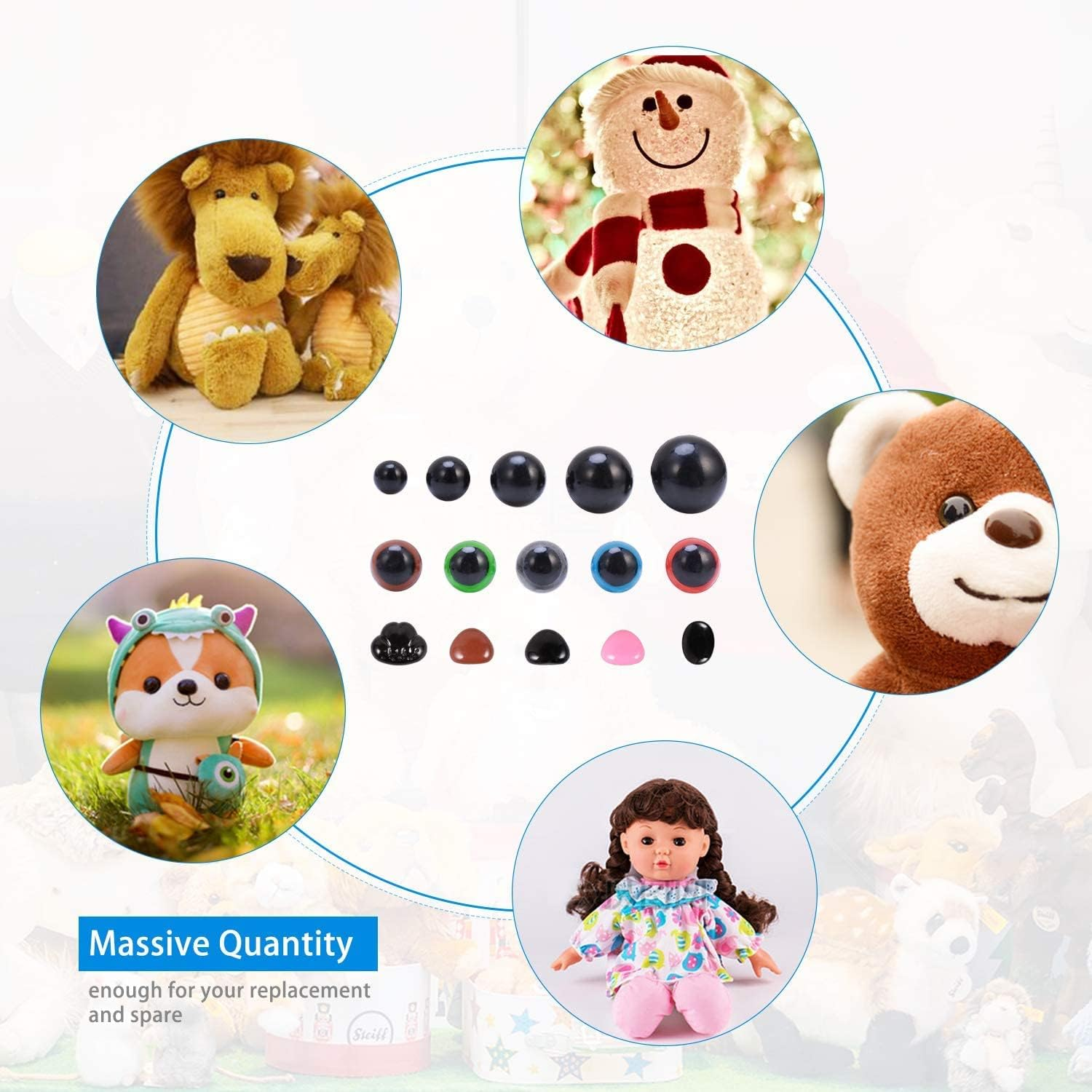 Plastic Safety Eyes and Noses with Washers 560 Pcs, Craft Doll Eyes and Teddy Bear Nose for Amigurumi, Crafts, Crochet Toy and Stuffed Animals image number 5
