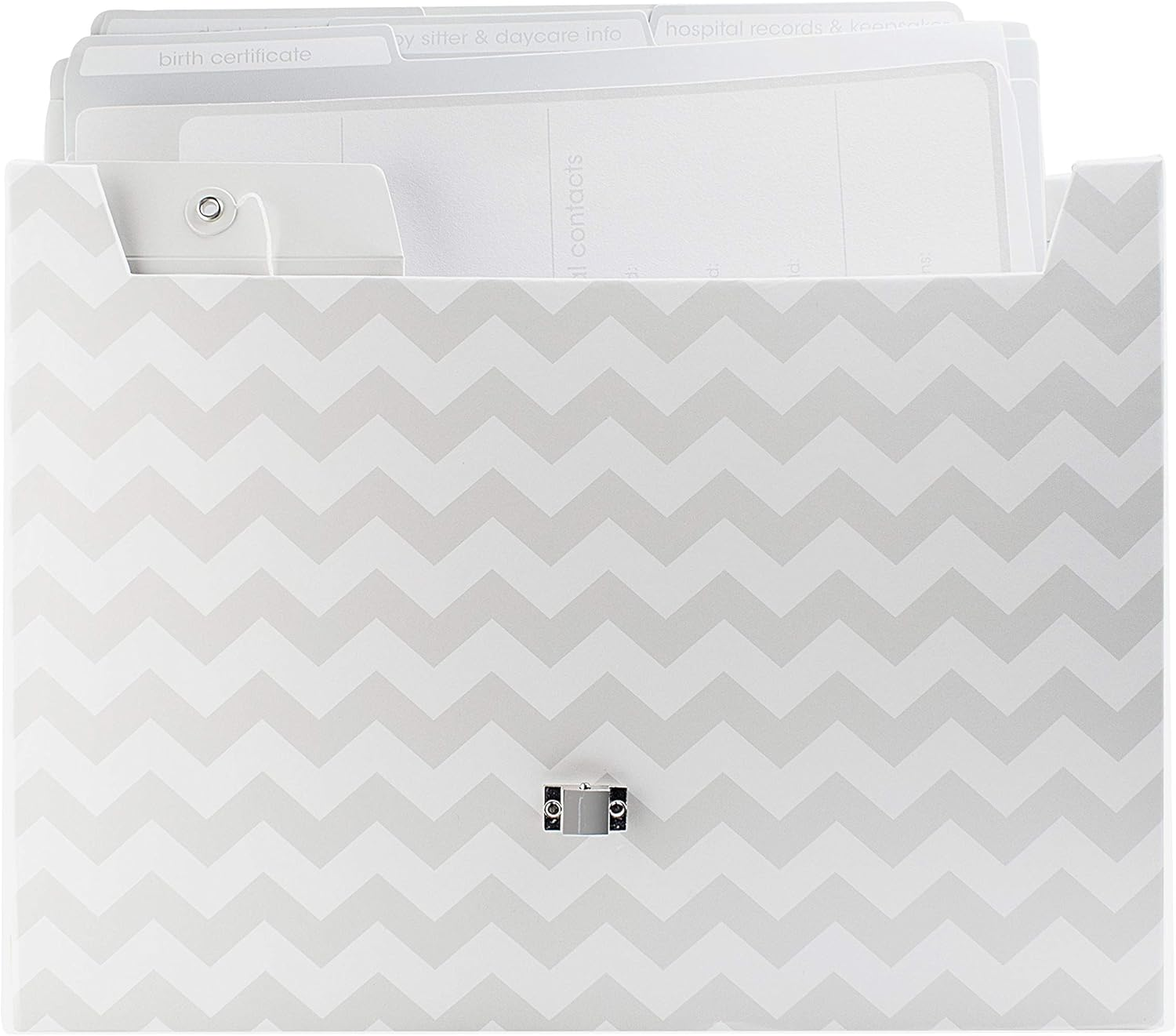 Pearhead Baby Document Organizer, Briefcase File Keeper to Store Baby'S Records, Makes Great Gift for New Parents or Addition to Baby Shower Registry, Gray Chevron, 1 Count (Pack of 1) image number 2