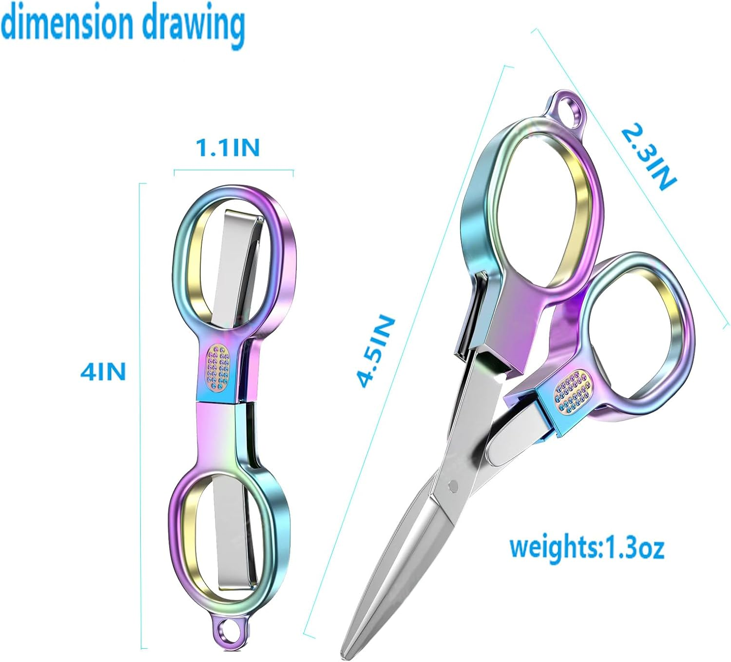 Folding Safety Scissors, 2 PCS Portable Keychain Travel, Stainless Steel Retractable Pocket, Mini Compact Craft for Home, Office, Outdoor, Sewing Sharp image number 4