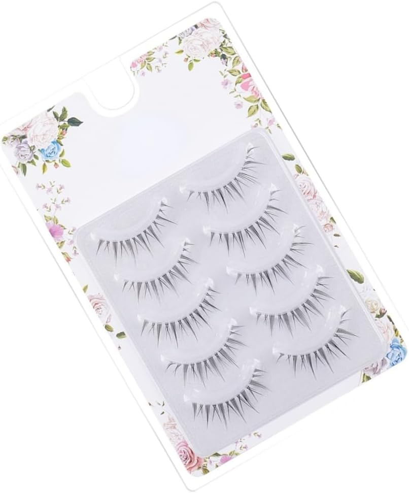 Poemtian 5 Pairs False Eyelashes Manga Lashes Japanese Style Little Devil Cartoon Anime Wispy Fluffy Eyelashes Cosplay Lashes Reusable Eye Makeup image number 2