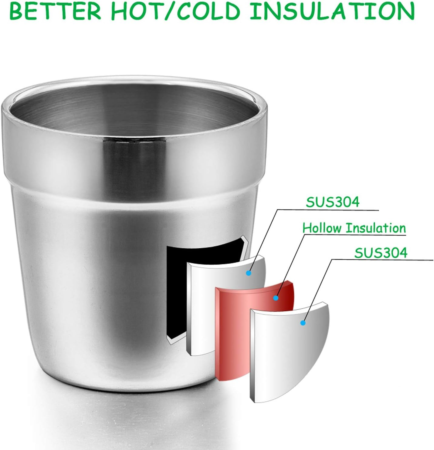 Cups for Toddlers Kids, E-Far 6 Ounce Stainless Steel Insulated Tumblers for Children Preschoolers, Training & Transition, Double Wall & Shatterproof, Mirror Polished & Dishwasher Safe - 6 Pack image number 5