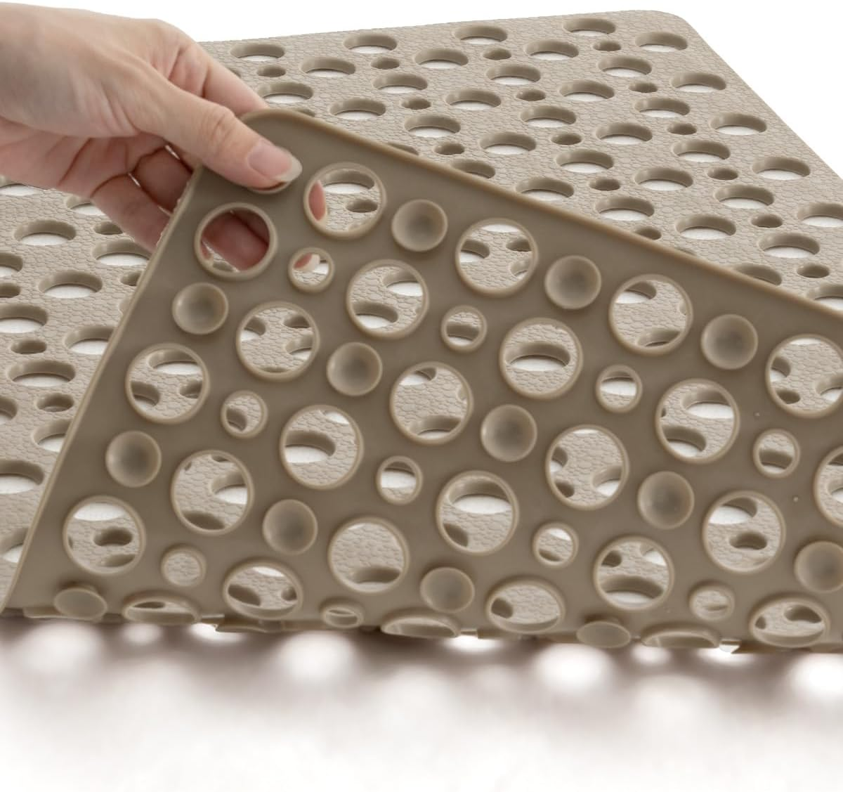 DEXI Shower Bathtub Mat Non Slip 43 X 75 Cm, Soft Bath Floor Mats for Tub with Suction Cups and Drain Holes, Machine Washable, Bathroom Accessories, Grey