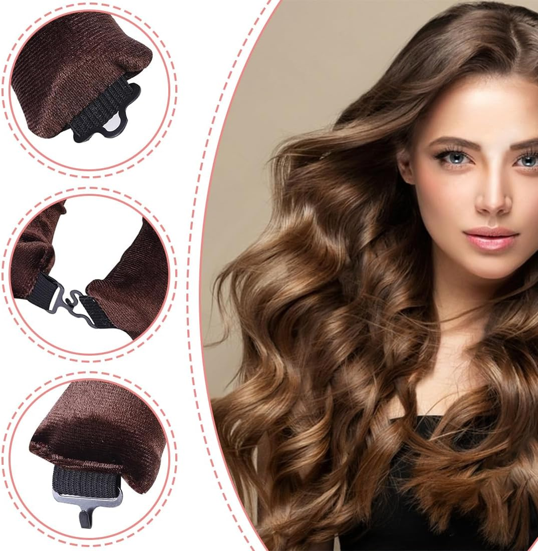 Set of 3 Heat-Free Hair Rollers, Brown, Curlers Overnight with Hooks, Heatless Curls Set, Soft Velvet, Curlers Heatless Curls for All Hair Types image number 5