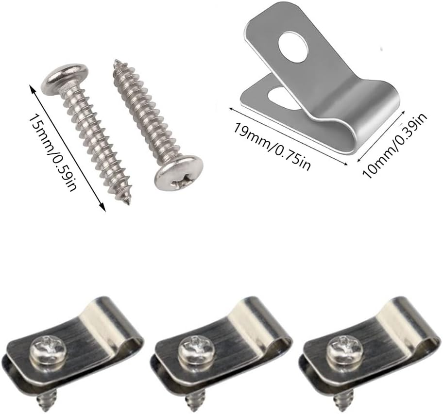 100 Pcs Wire Fence Clips W/Screws, Stainless Steel Fencing Mounting Clips,Diameter Cattle Panel Clips, for 12-16 Gauge Welded Wire to Wood, Metal or Vinyl Fence