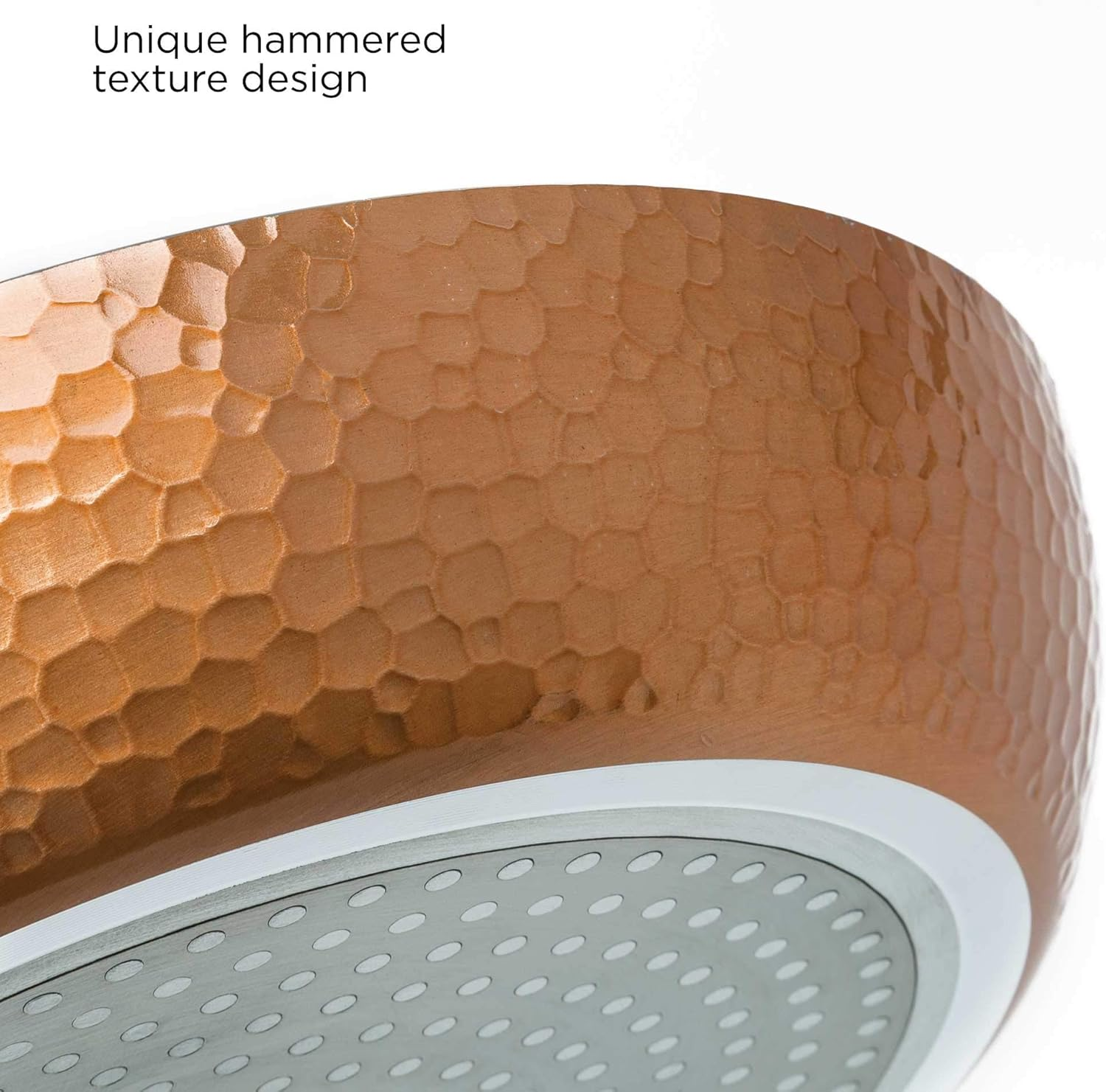 Ecolution Impressions Hammered Nonstick Frying Pan, Dishwasher Safe Cookware with Riveted Stainless Steel Handles, 12-Inch, Copper image number 2