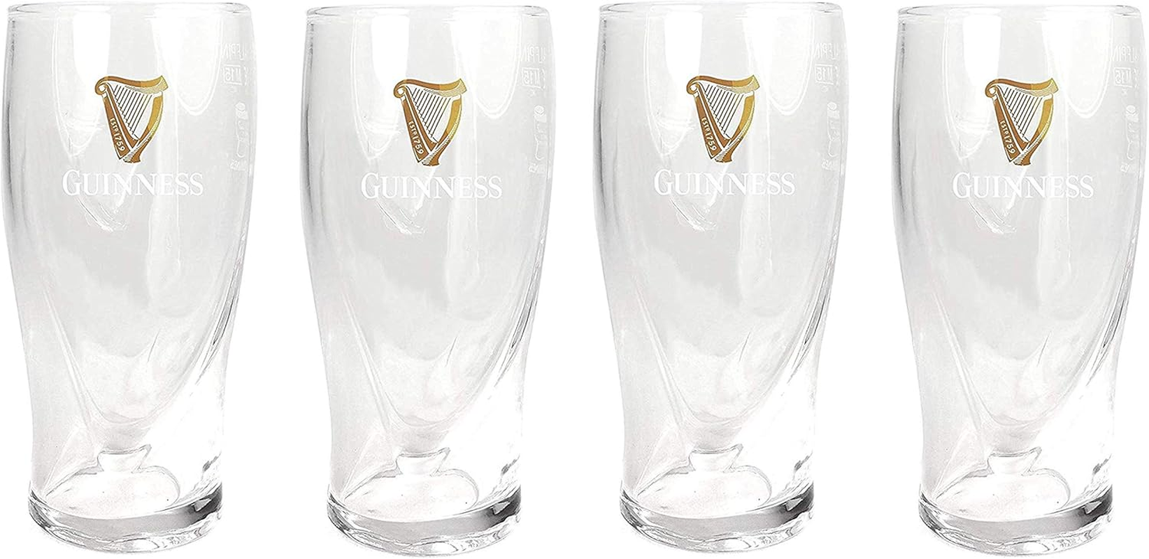 M.E.G Cards & Gifts Guinness Official Merchandise Embossed Pint Beer Glass (Set of 4) image number 4