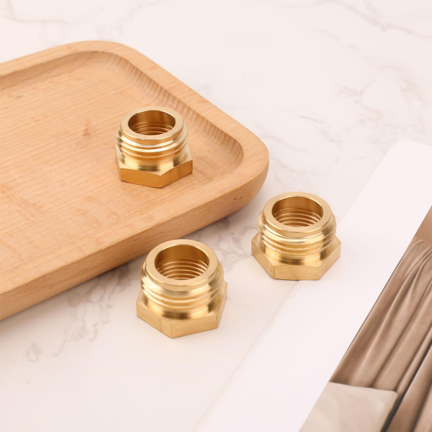 Gosknor 3Pcs Garden Hose Fittings, 3/4" GHT Male to 1/2" NPT Female Hose Connectors Accessories Brass Garden Hose Adapter Replacement Threaded Female Hose Connector Connect Hose Fittings image number 3