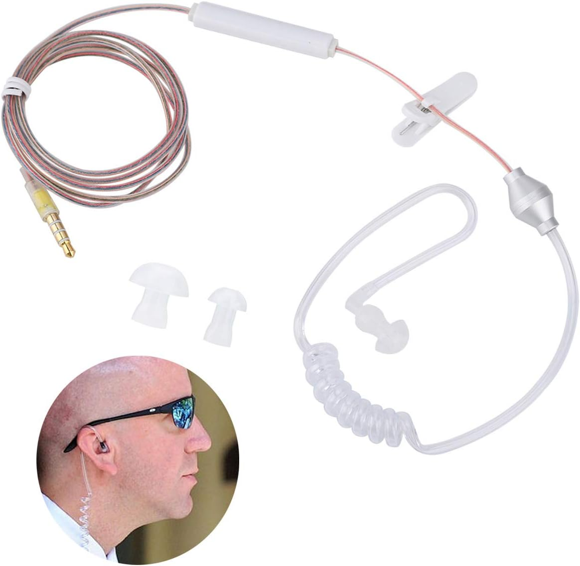 Queen.Y In-Ear Headsets Anti-Radiation Air Tube Safety Earbuds Cable Headphones with Microphone for Ios for Android Transparent Single image number 6