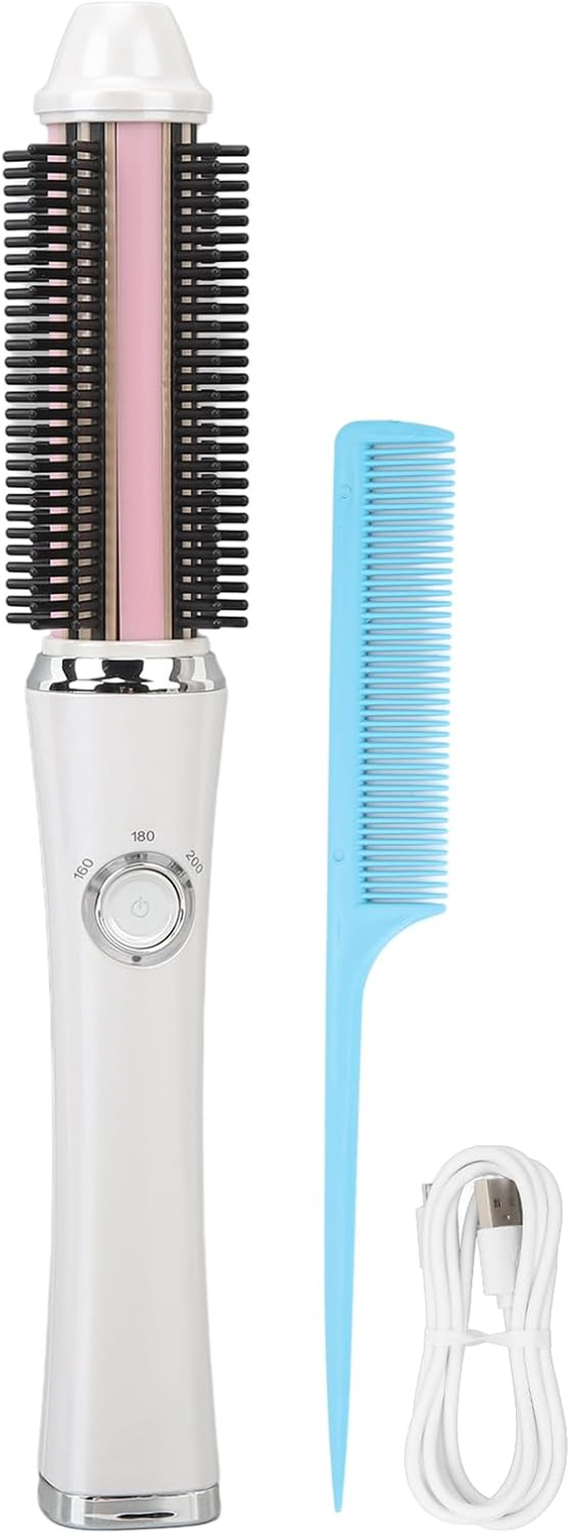 Cordless Hair Curler Brush, Cordless Hair Straightener Brush with 3 Temperature Gears, Prevent Static, Anion, USB Rechargeable Electric Curling Comb, with Cordless Use for Travel image number 2