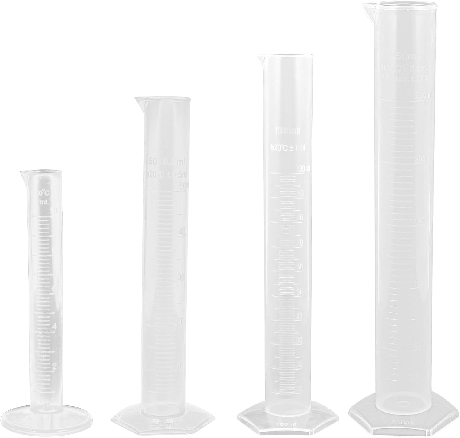 Baluue 4Pcs Plastic Measuring Cylinder Chemical Measuring Tube Clear Volumetric Cylinder Graduated Measuring Cylinder Glass Measuring Cup Transparent Test Tube Beaker with Scale Tool image number 5