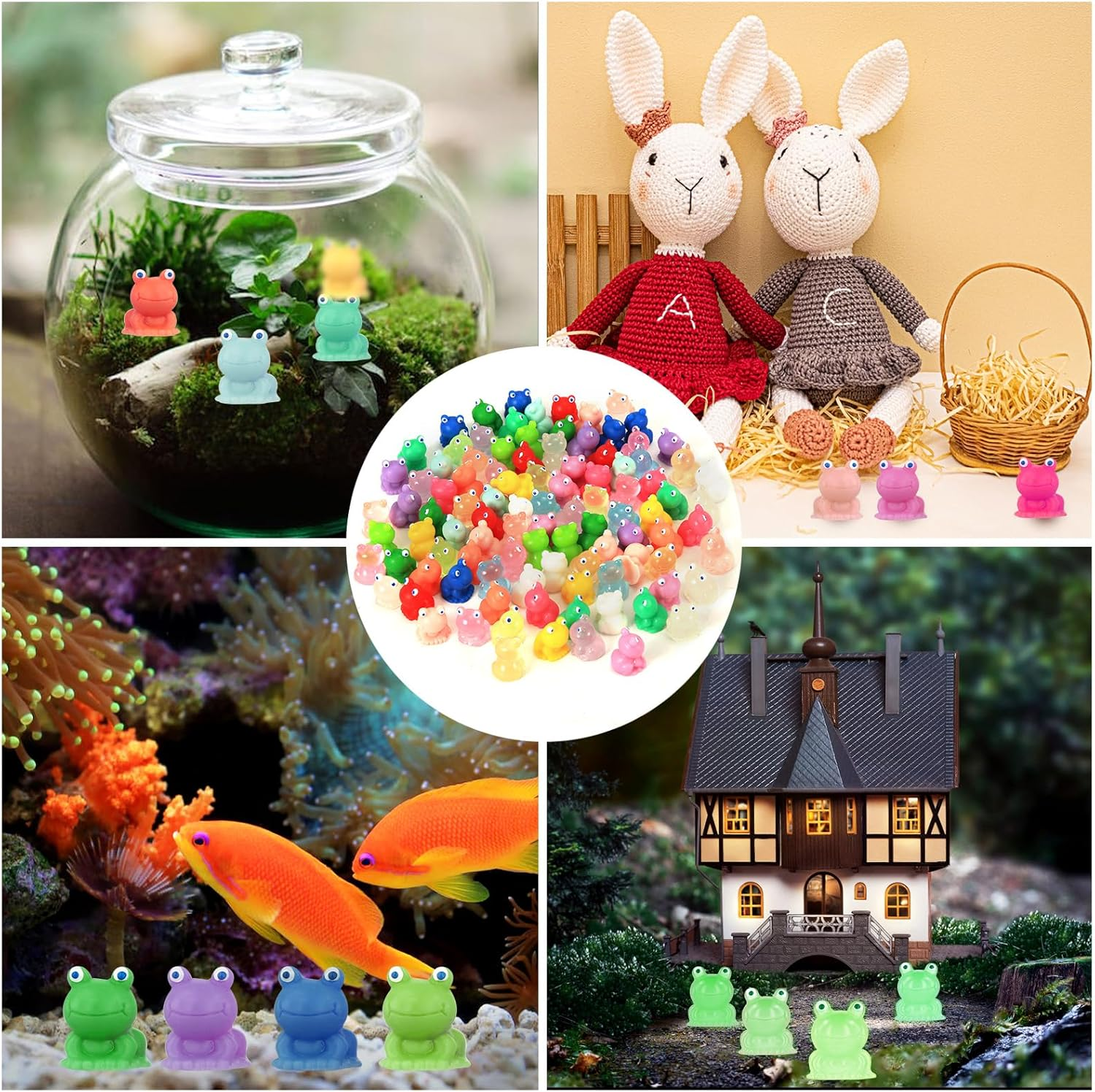 Pack of 100 Mini Resin Frogs, Luminous Frog, Small Frogs, Miniature Figures, Frogs, Garden Decoration, Mini Resin Animals for DIY, Dollhouse Decoration (20 Colours) image number 3