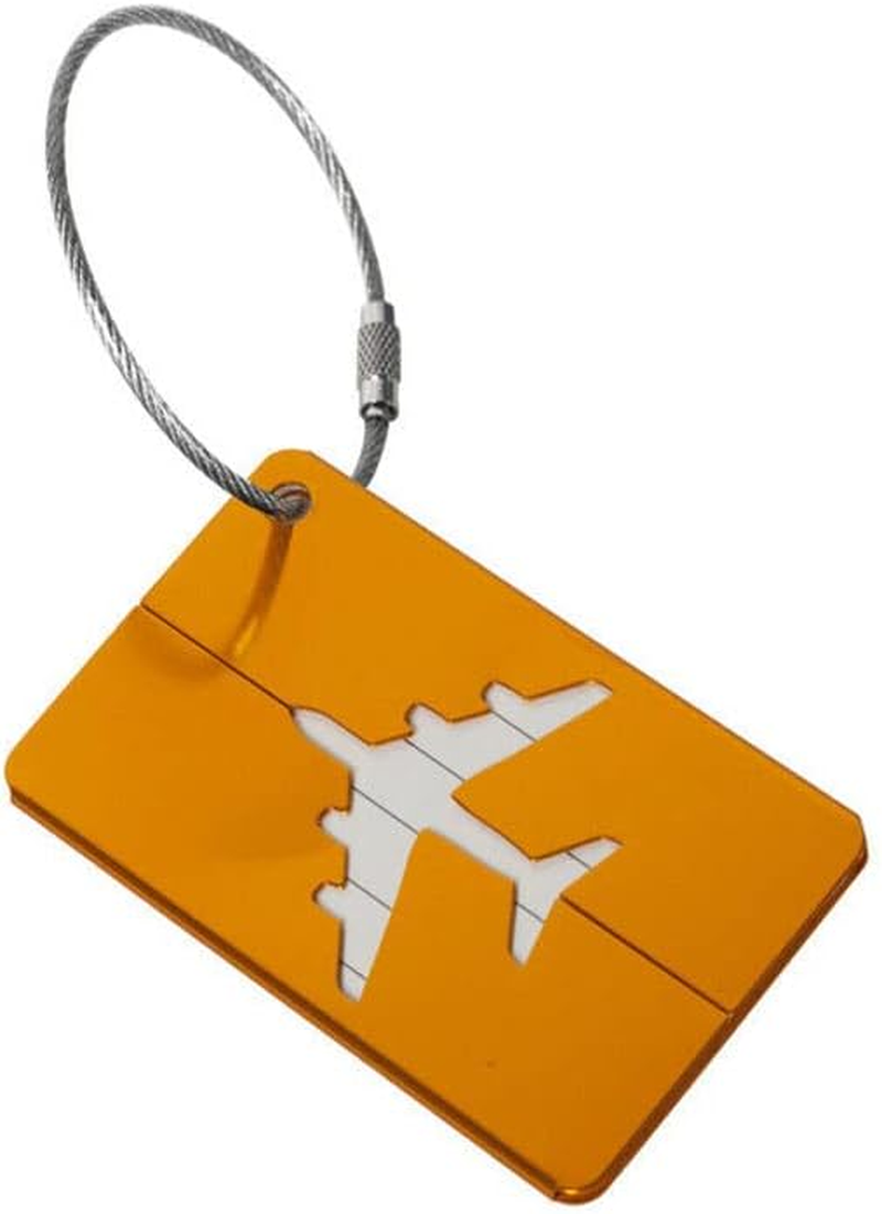 AIMALL Luggage Tag Aluminum Travel Baggage Suitcase Identity Address Name Label Cards with Wire Rope, Waterproof & Information Cards Included, 2.95X1.73 In